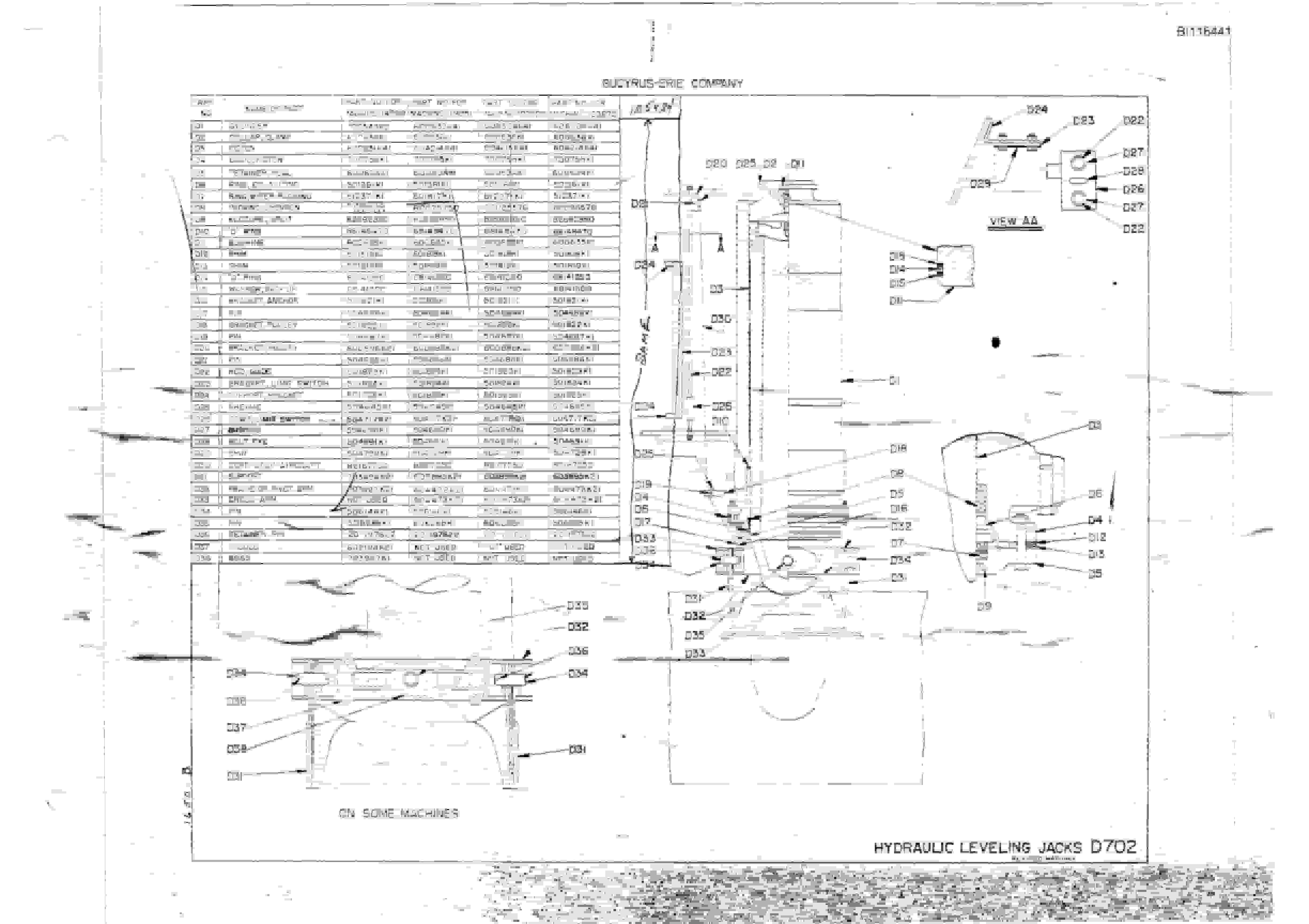 Bucyrus 1650-B Parts Catalog BI116441-2
