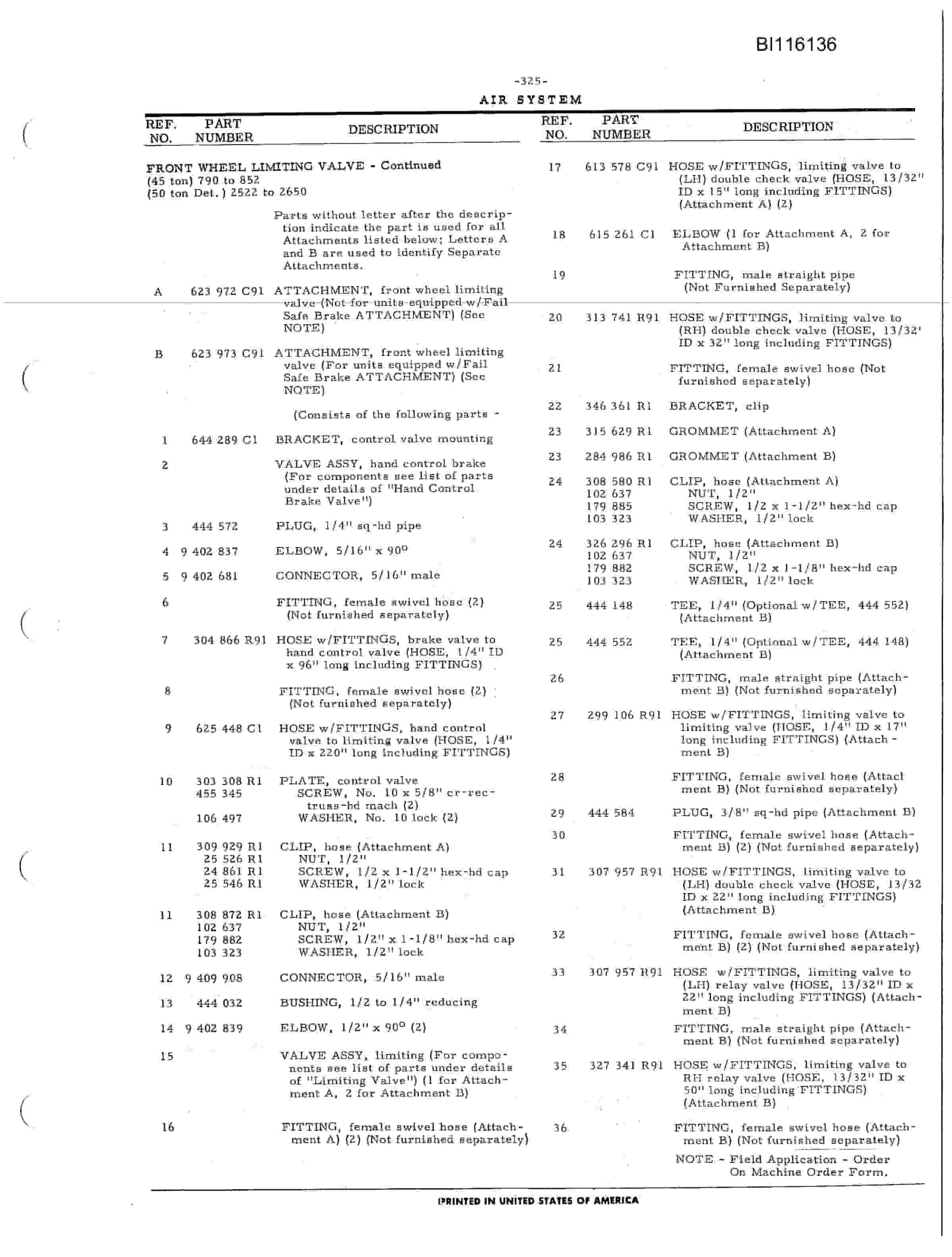 Bucyrus 180 Pay Hauler Parts Catalog BI116136-5