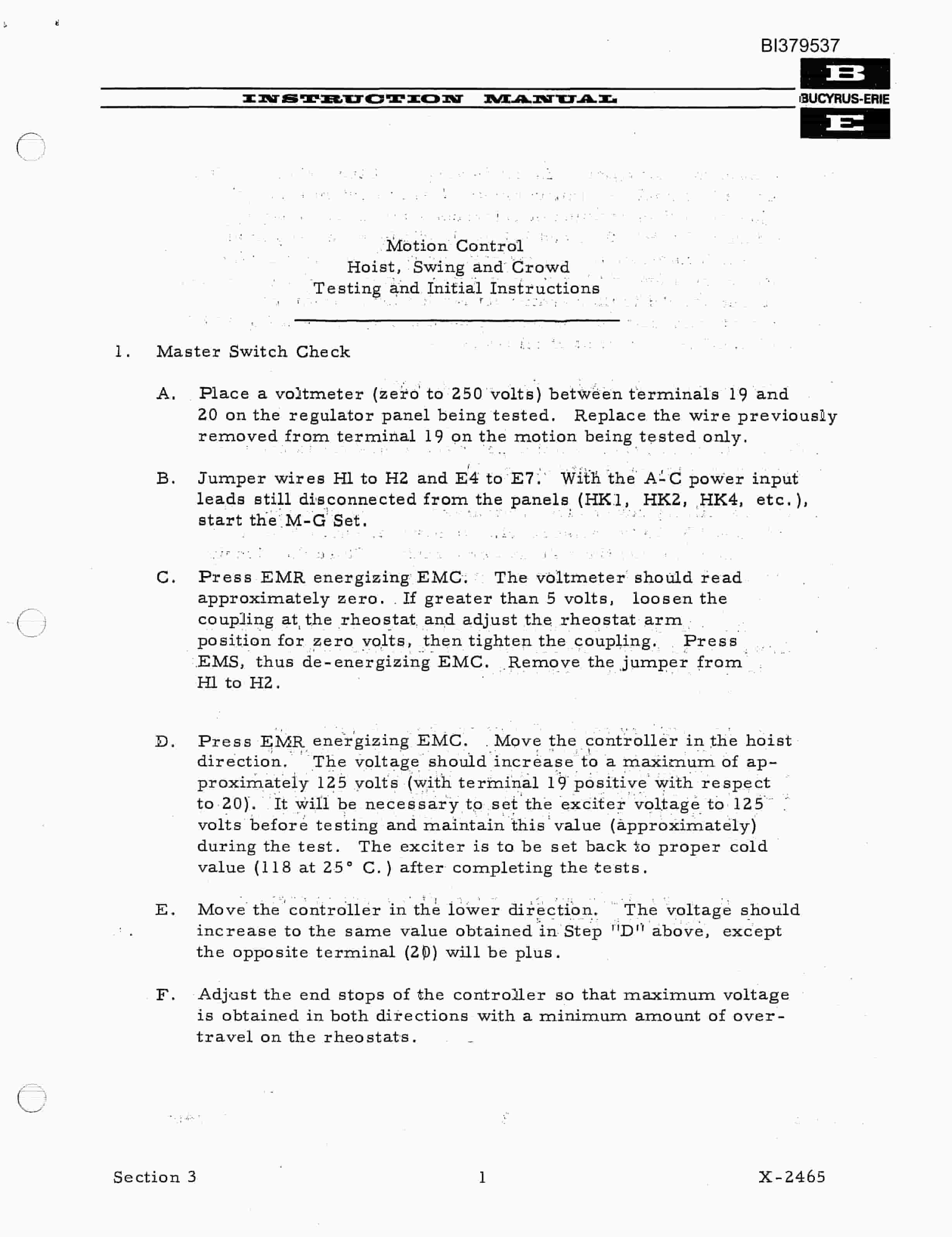 Bucyrus 190-B Shovel And Dragline Instruction Manual BI379537-2
