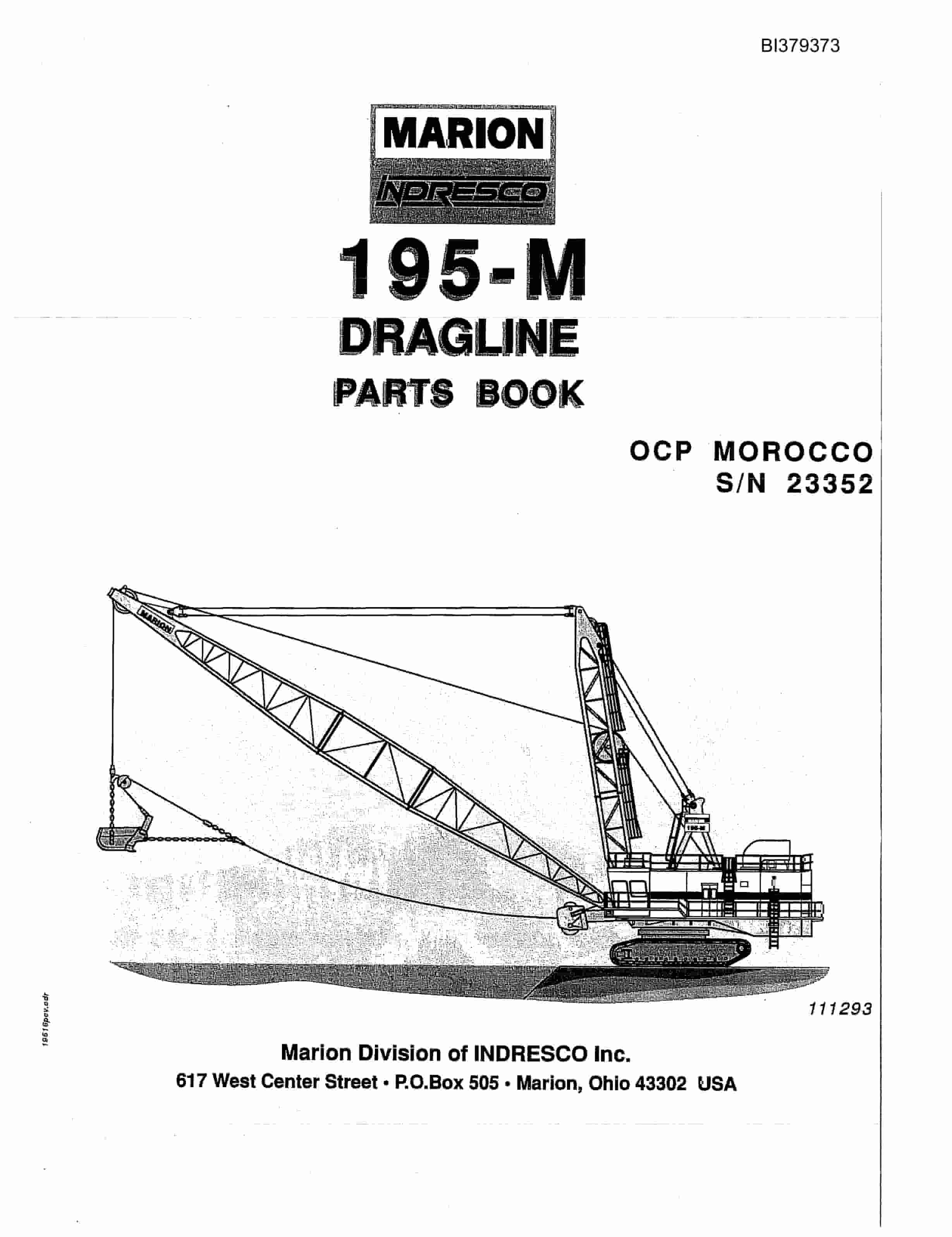 Bucyrus 195-M Dragline Parts Book BI379373