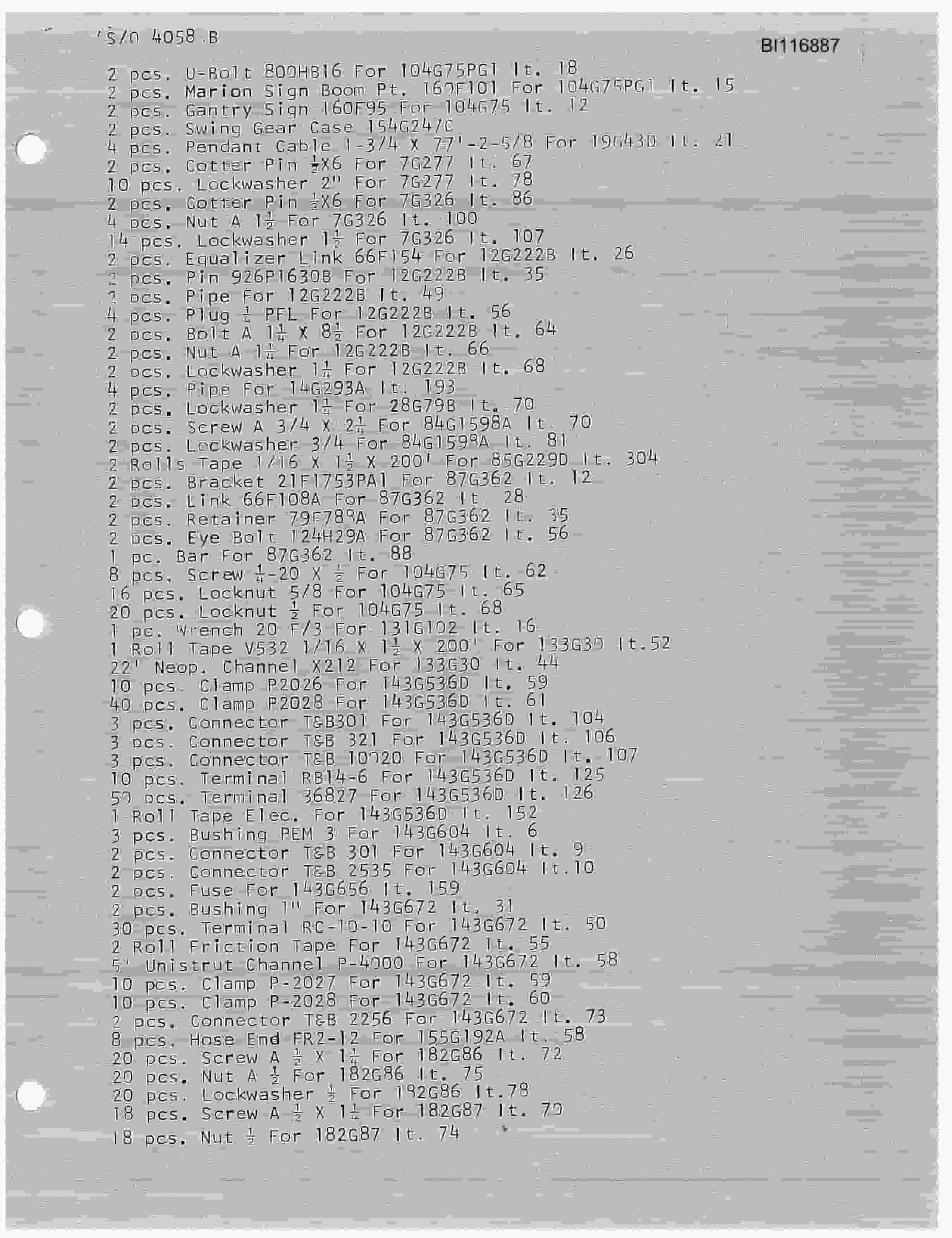 Bucyrus 195-M Dragline Parts Catalog BI116887-5