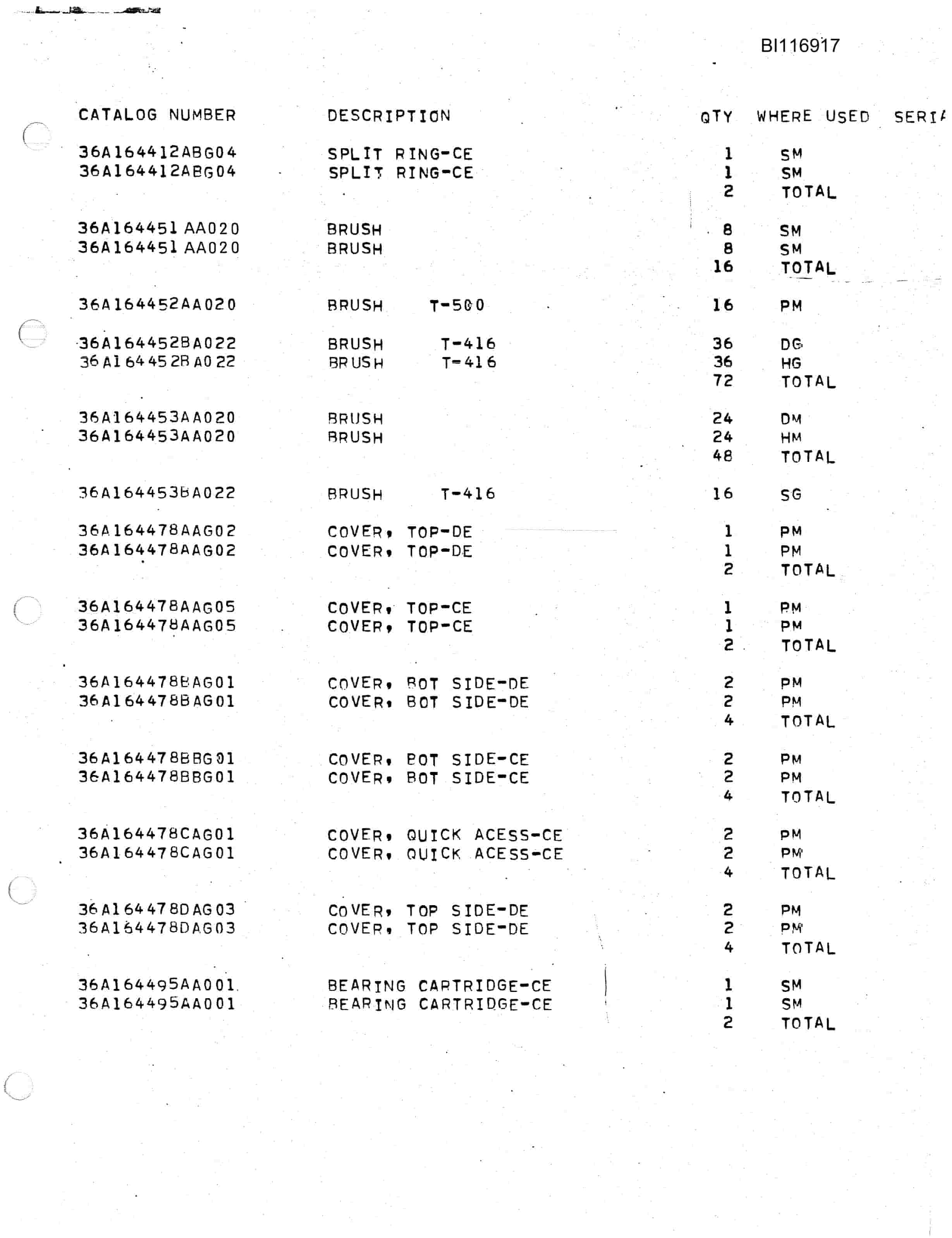 Bucyrus 195-M Dragline Parts Catalog BI116917-3