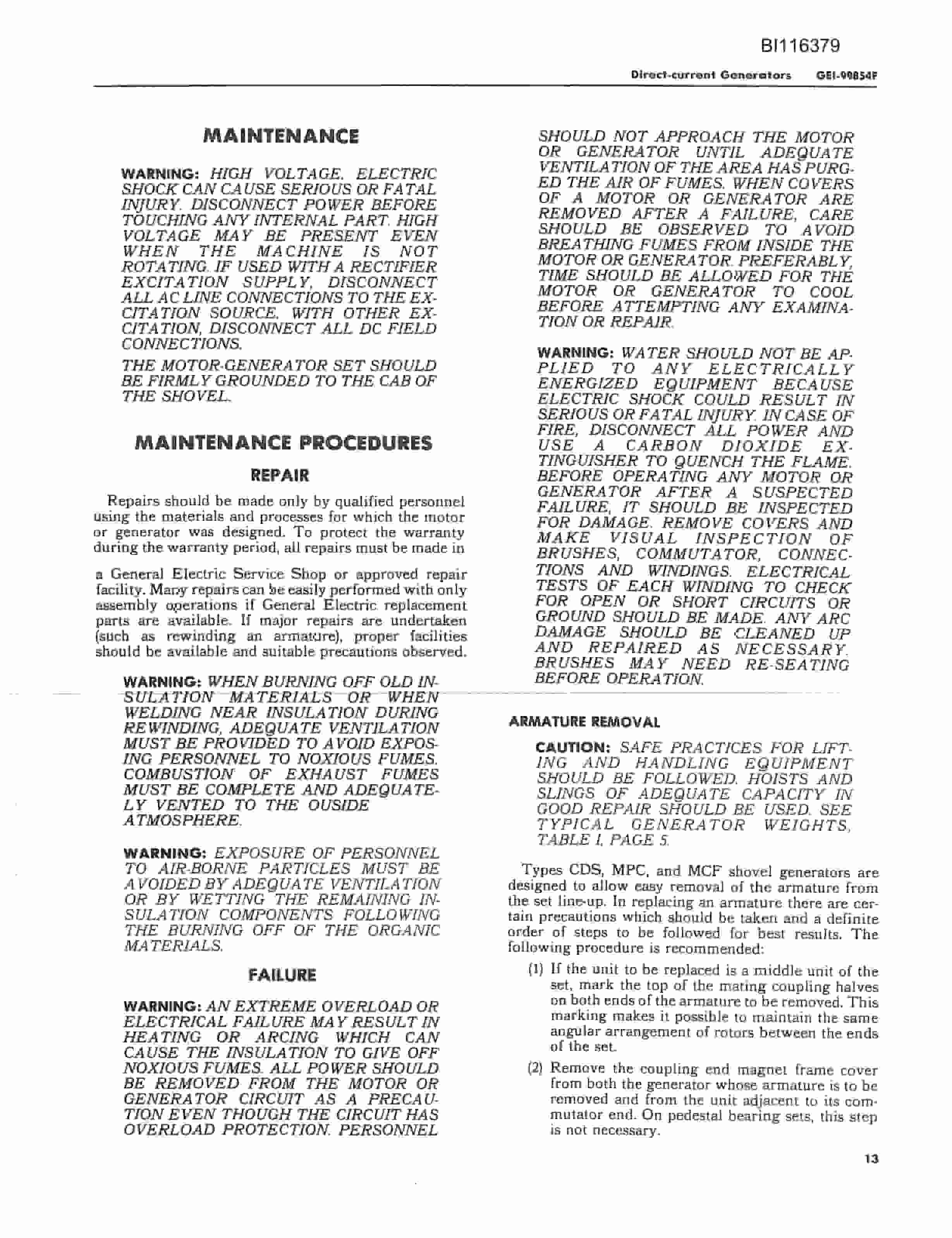 Bucyrus 195M Parts Catalog BI116379-5
