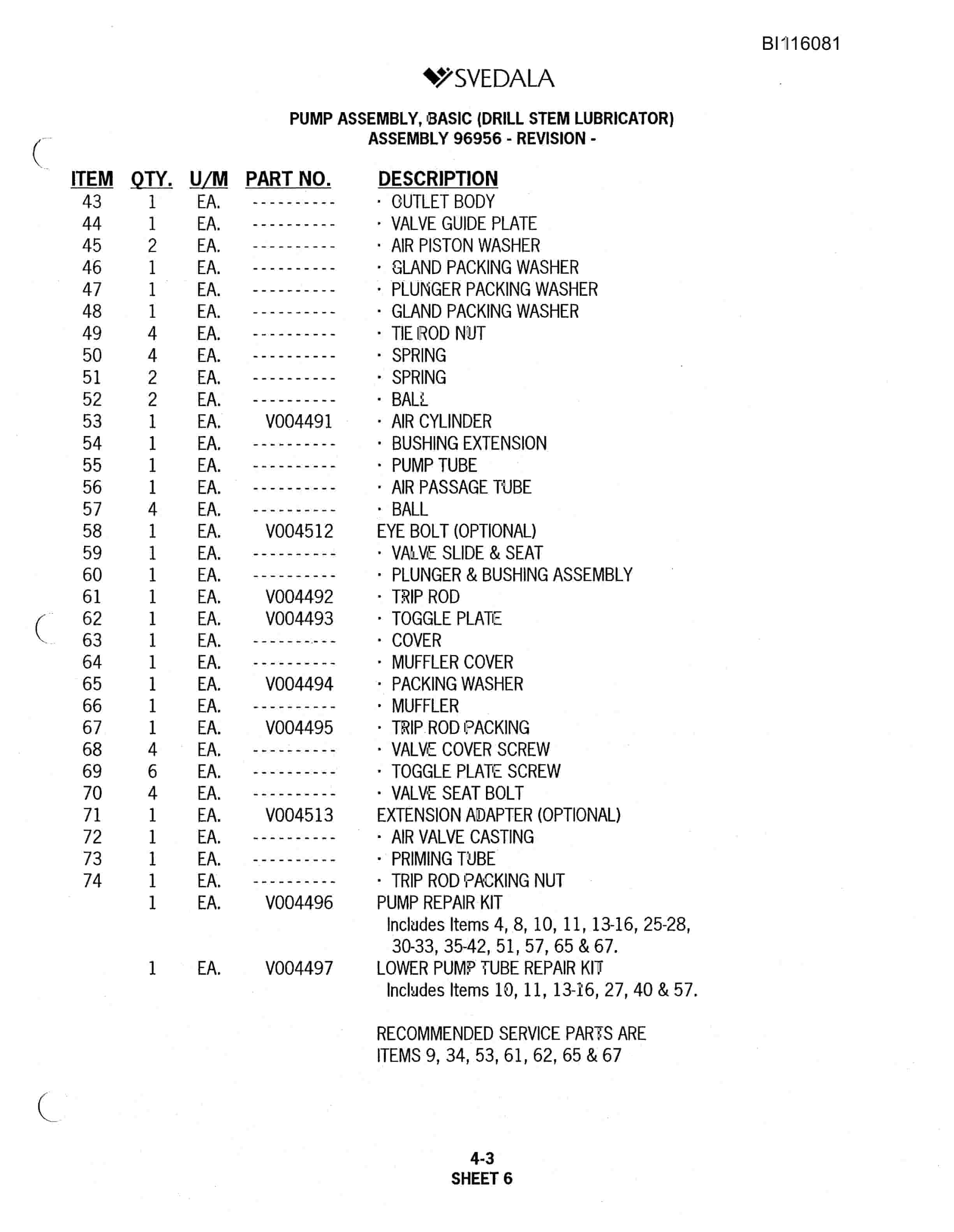 Bucyrus 250 Hydra-Trac Hydraulic Track Drill Parts Catalog BI116081-2