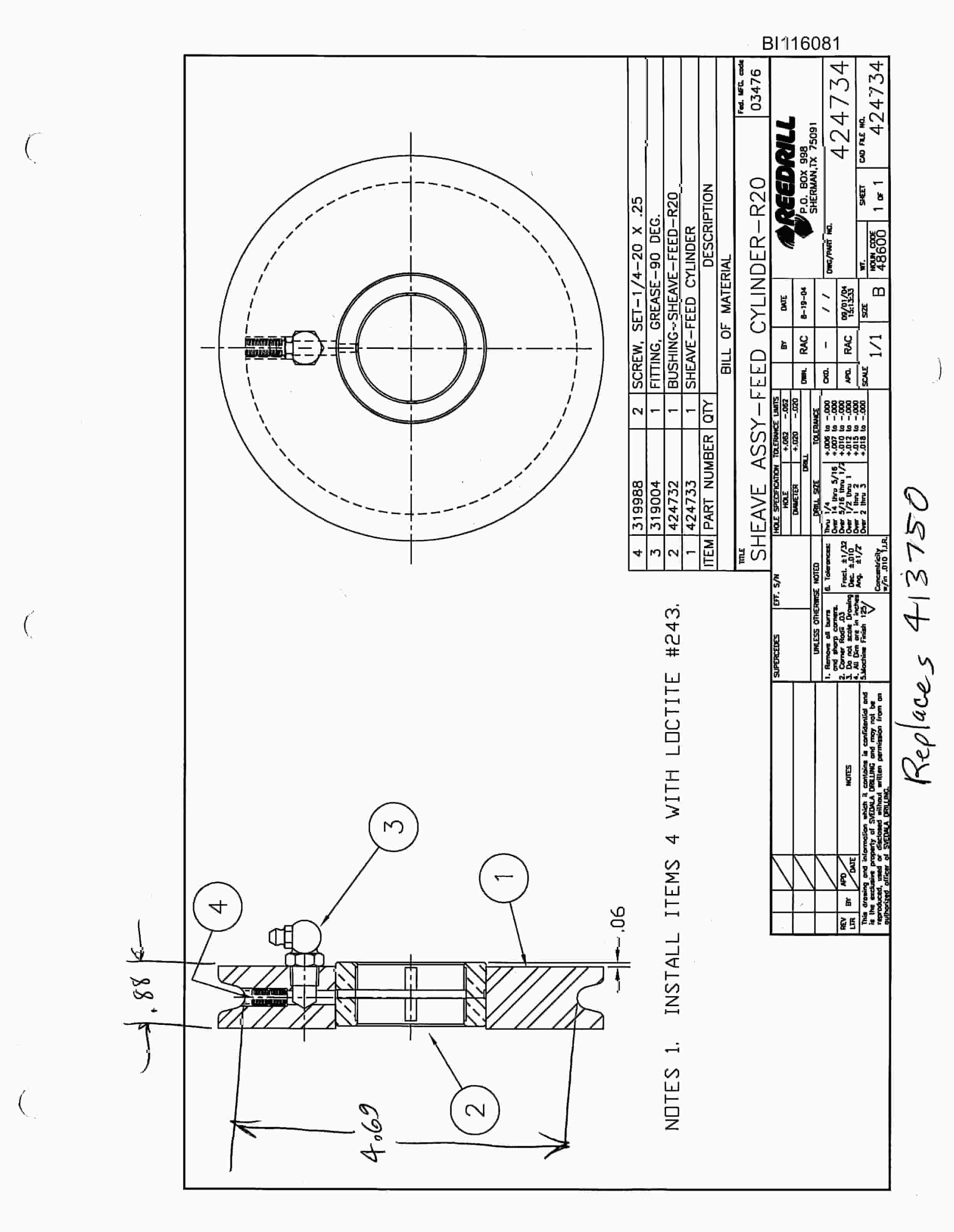 Bucyrus 250 Hydra-Trac Hydraulic Track Drill Parts Catalog BI116081-4
