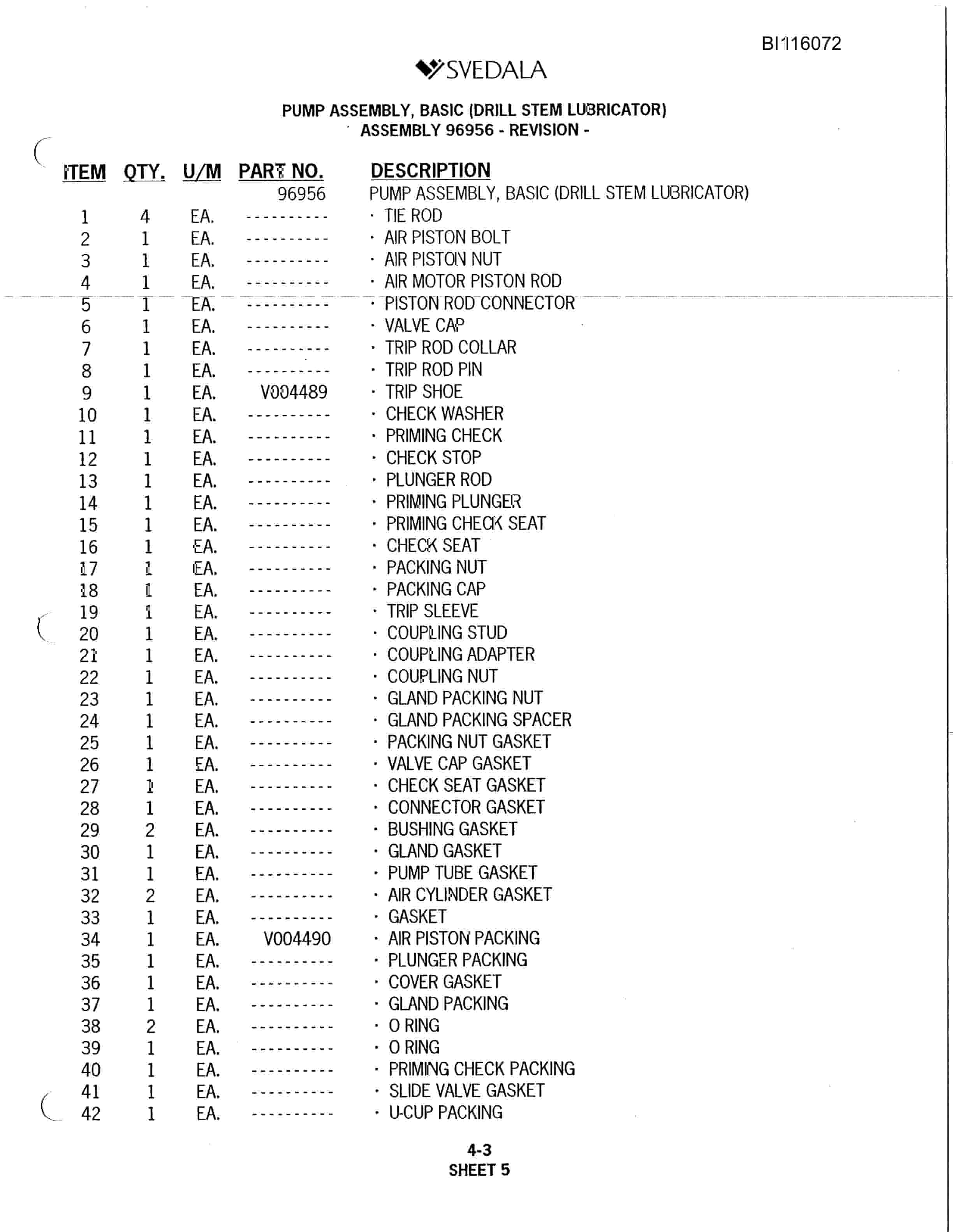 Bucyrus 250 Hydra-Trac Parts Catalog BI116072-2