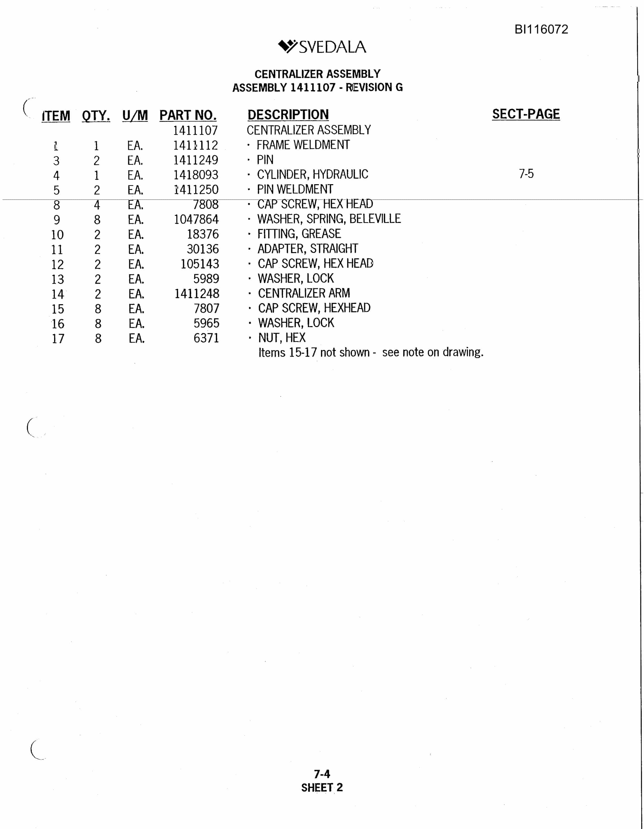Bucyrus 250 Hydra-Trac Parts Catalog BI116072-4