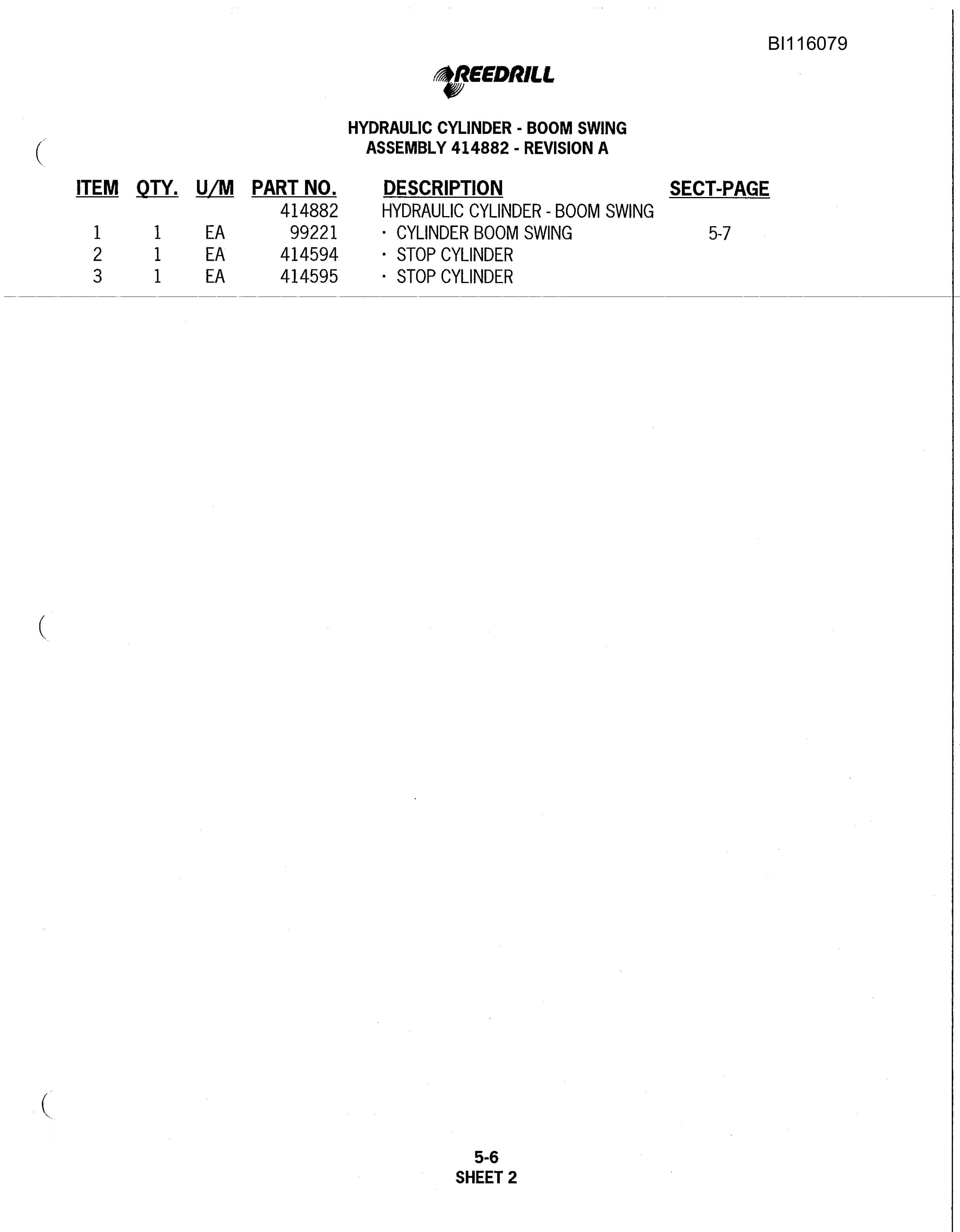 Bucyrus 250 Hydra-Trac Parts Catalog BI116079-5