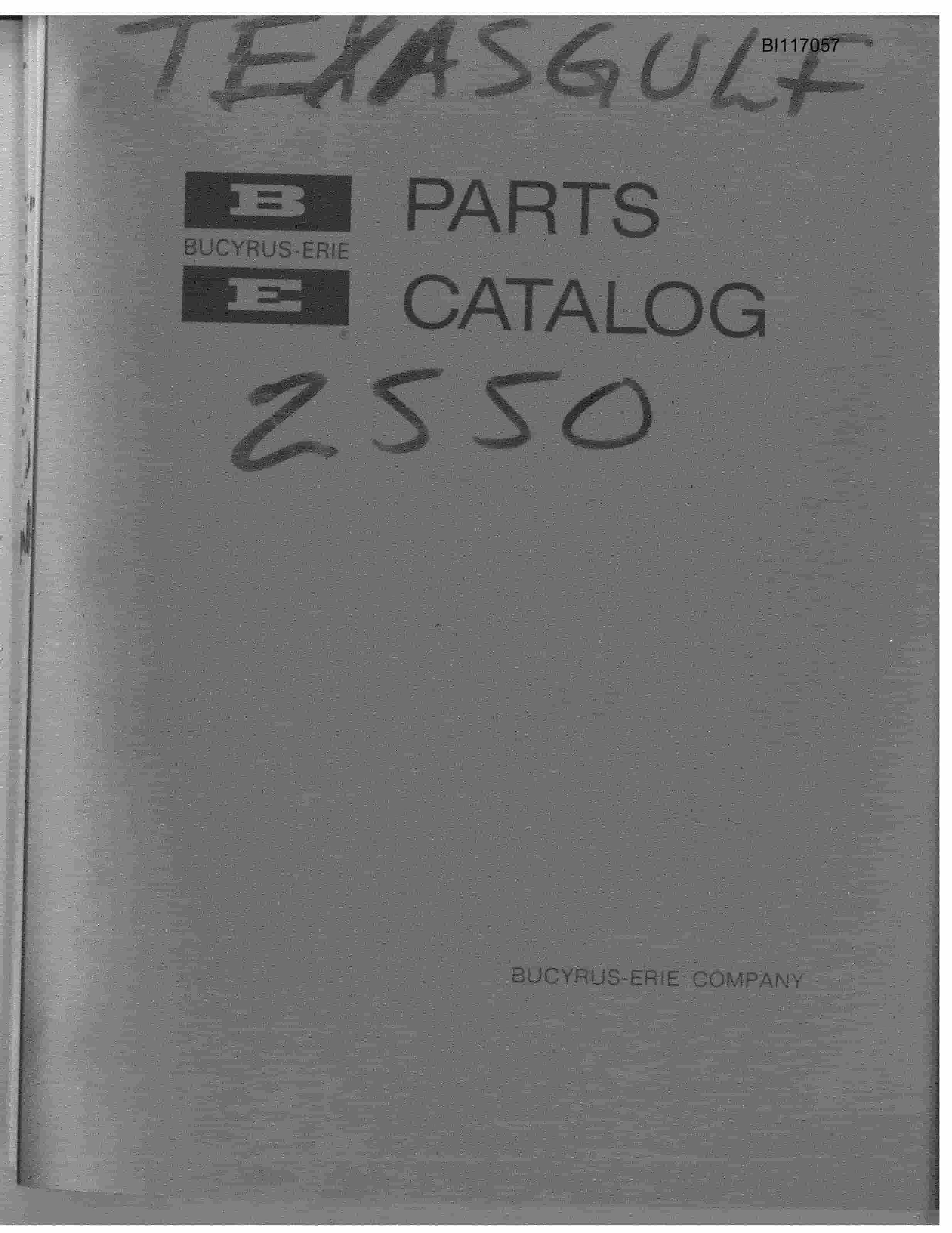 Bucyrus 2550W Walking Dragline Parts Manual BI117057