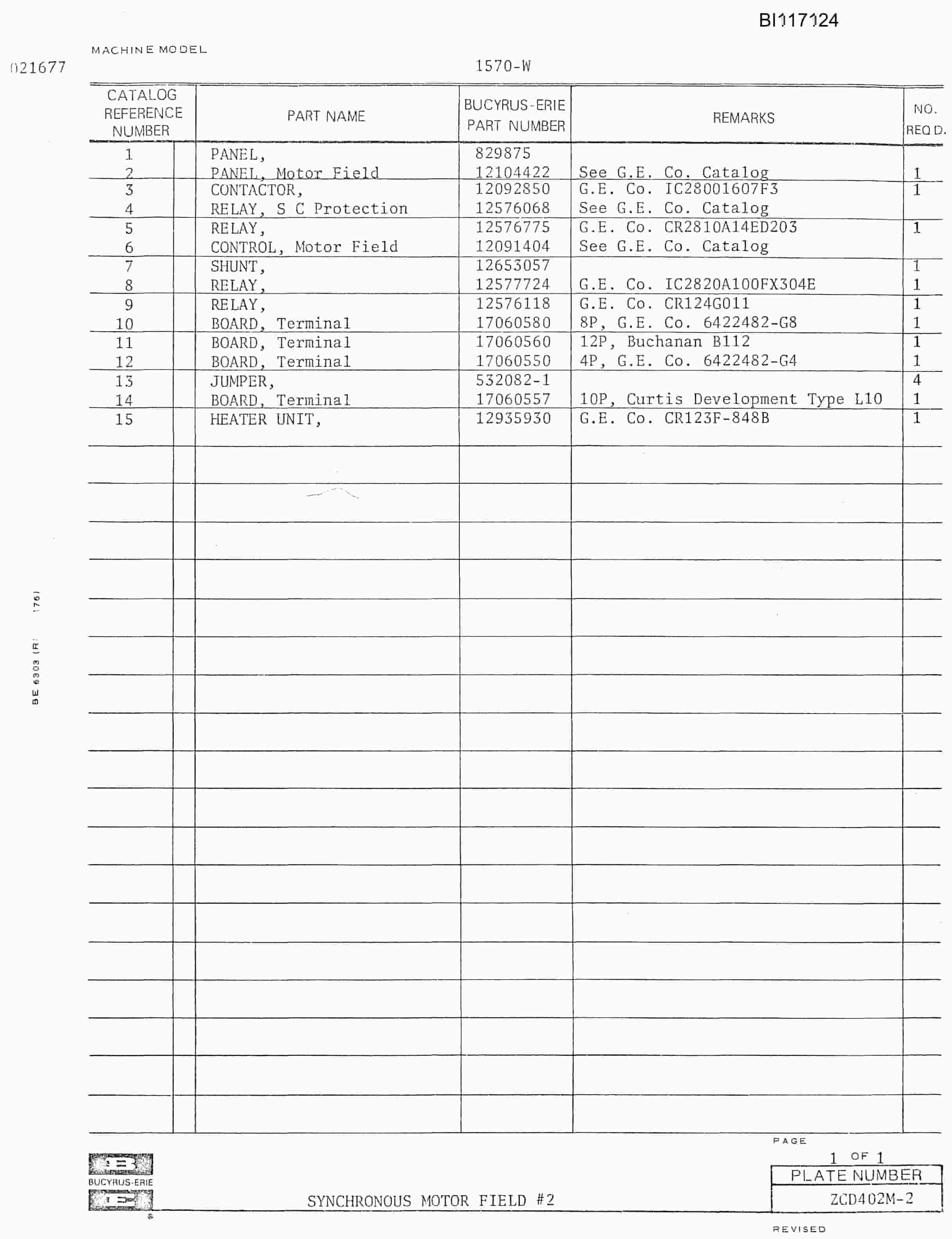 Bucyrus 2570-W Dragline Parts Catalog BI117124-4