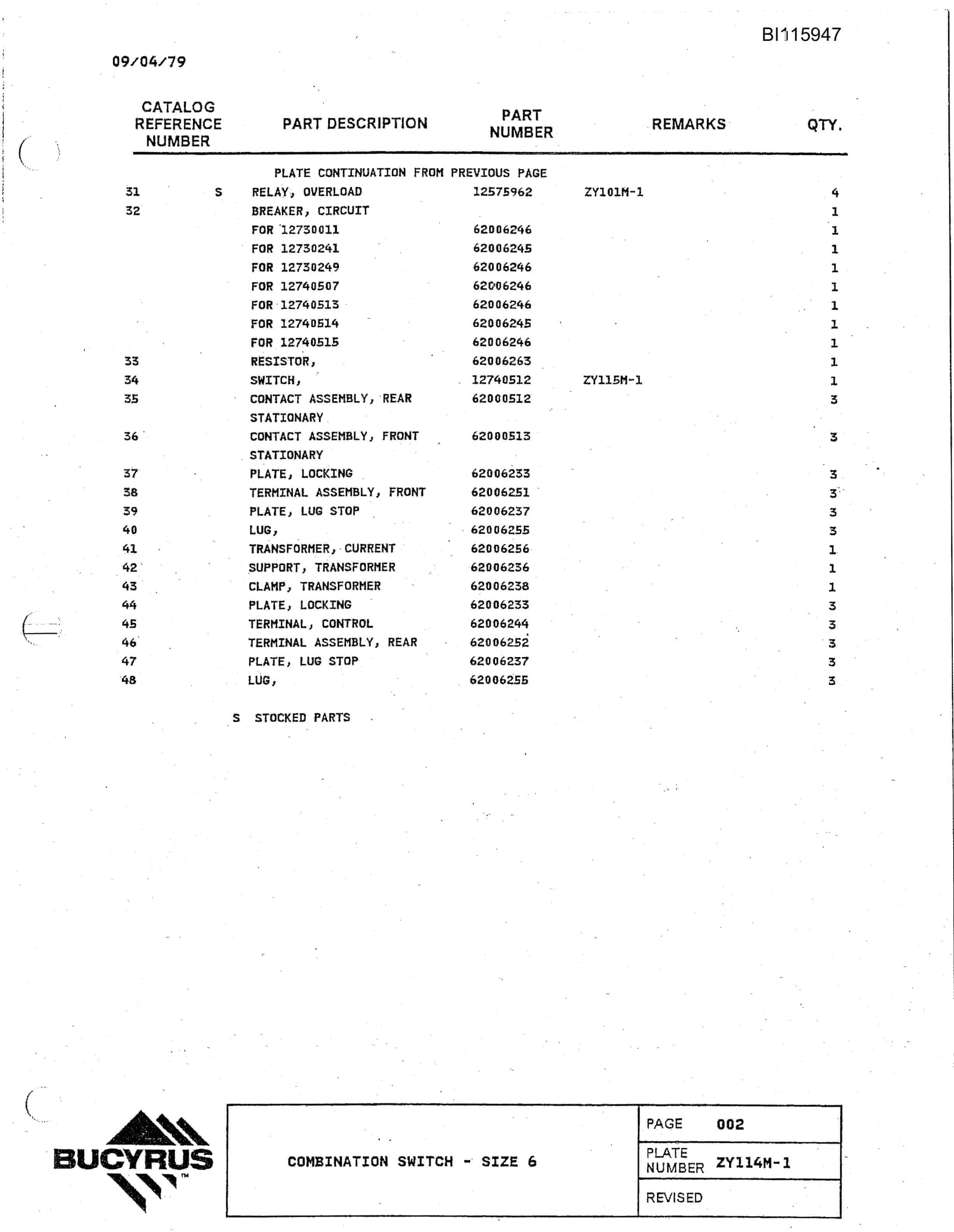 Bucyrus 2570 Walking Dragline Technical Manual BI115947-5