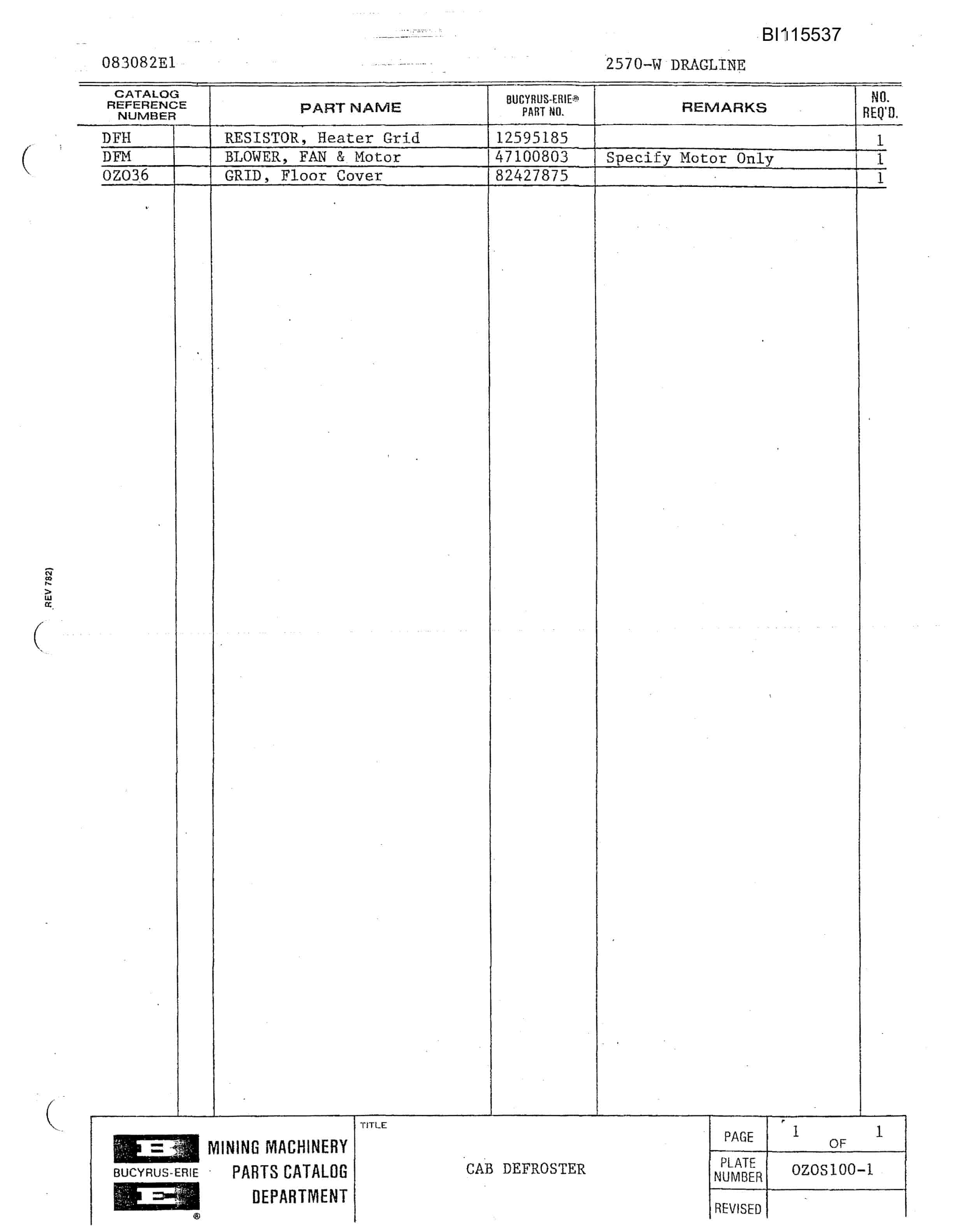 Bucyrus 2570W Walking Dragline Technical Manual BI115537-3