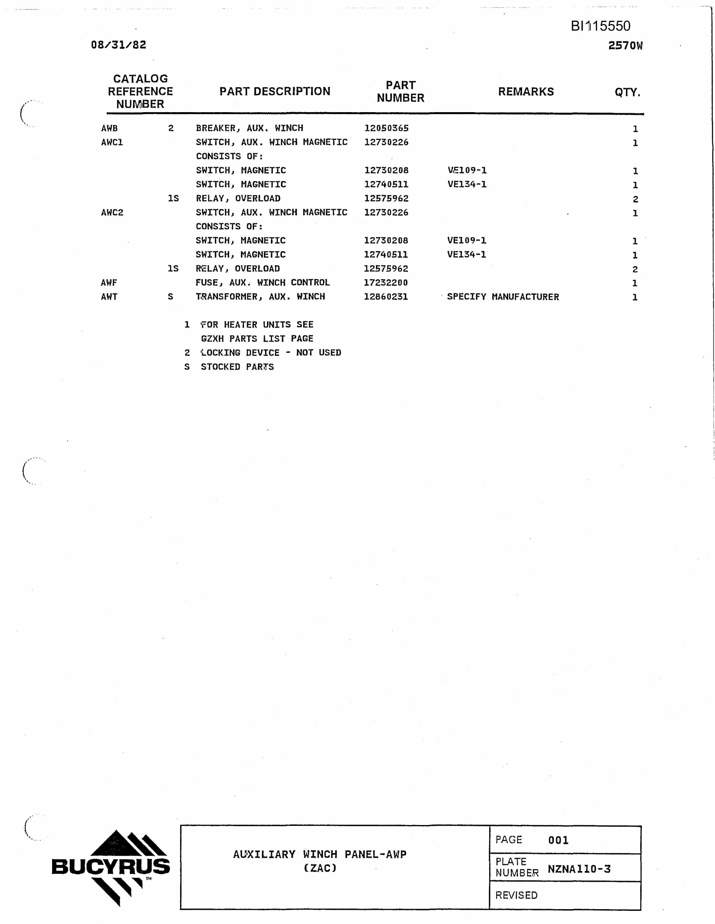 Bucyrus 2570W Walking Dragline Technical Manual BI115550-2