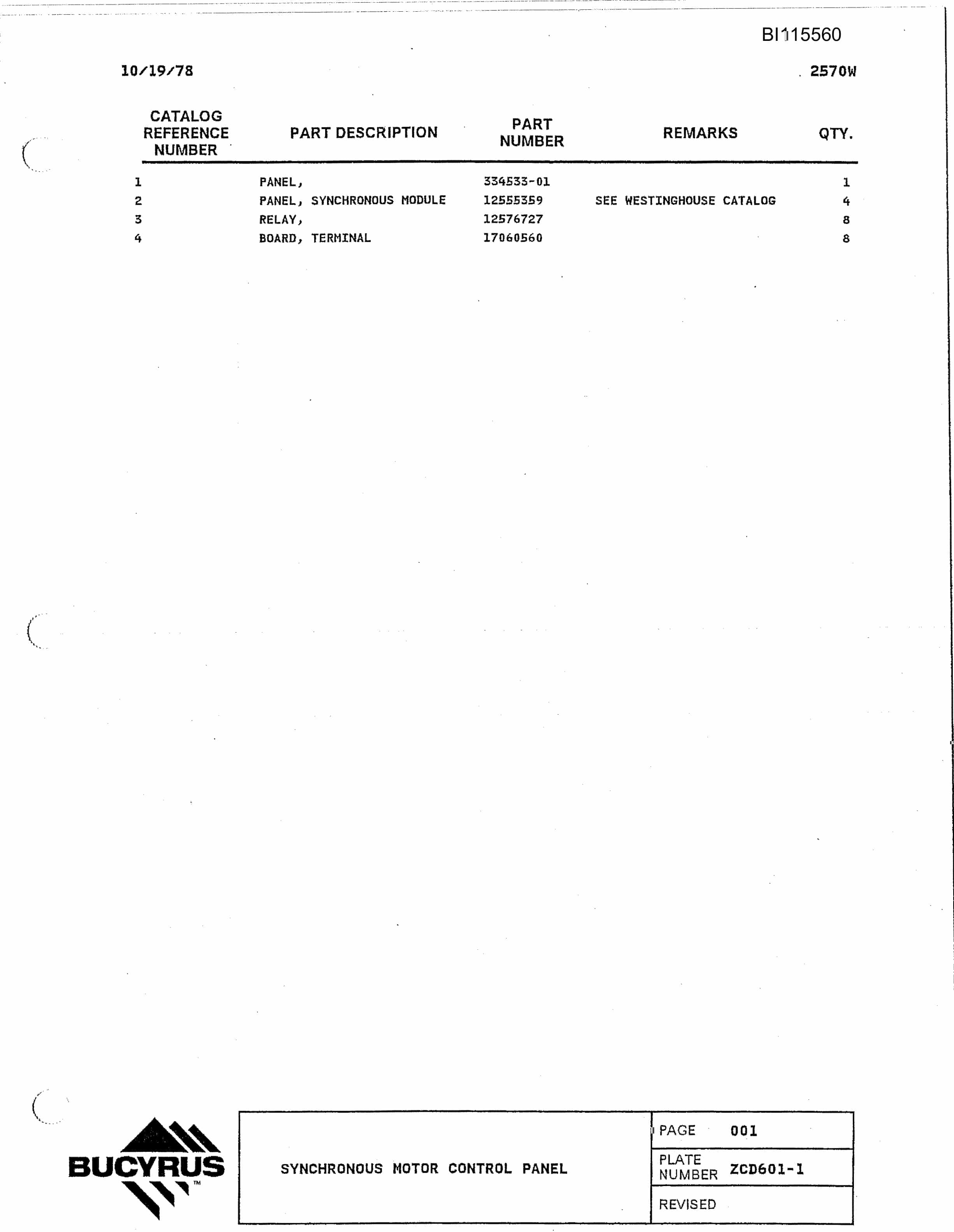 Bucyrus 2570W Walking Dragline Technical Manual BI115560-4