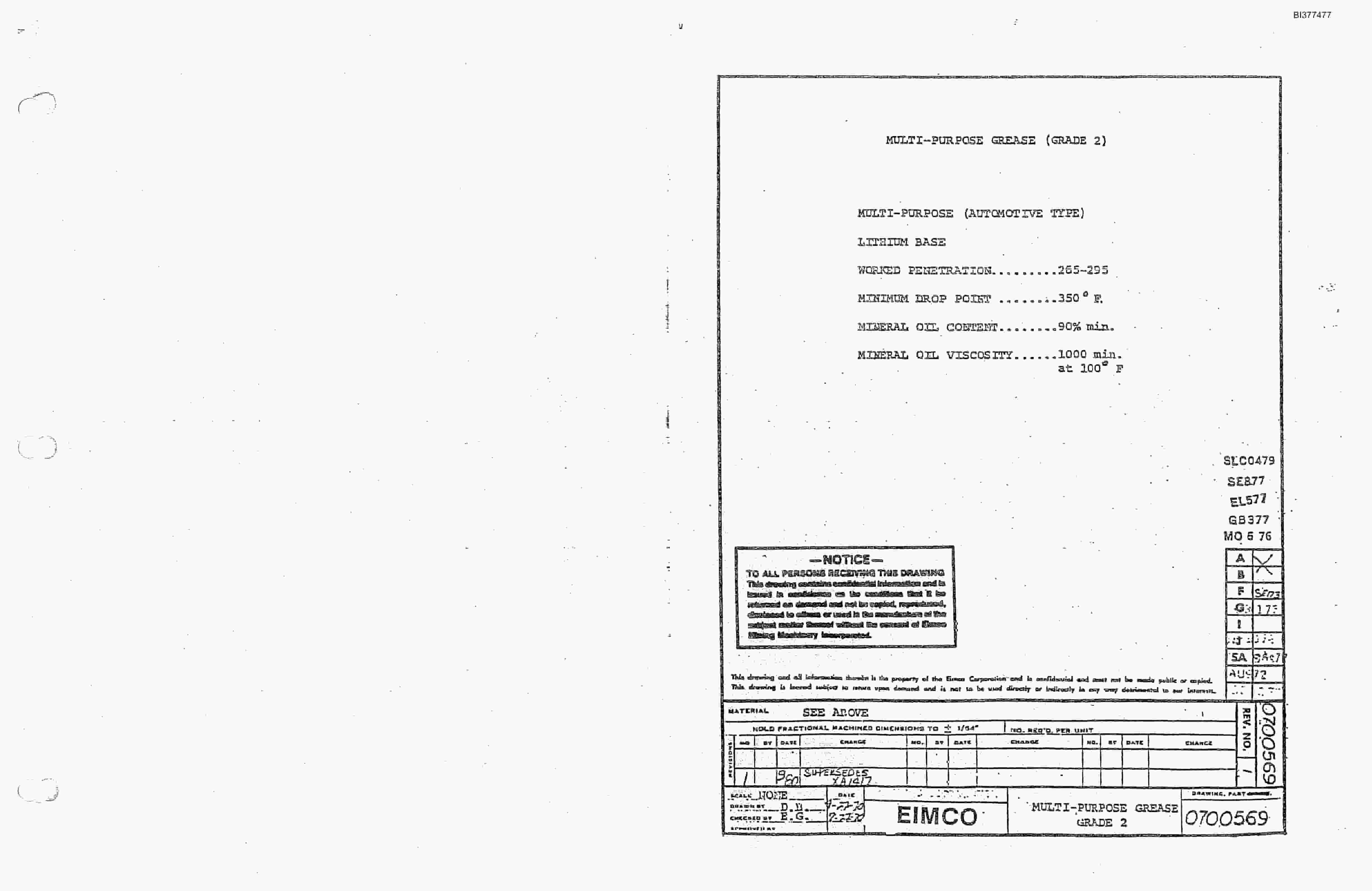 Bucyrus 25M0 Drum Miner Parts Catalog BI377477-5