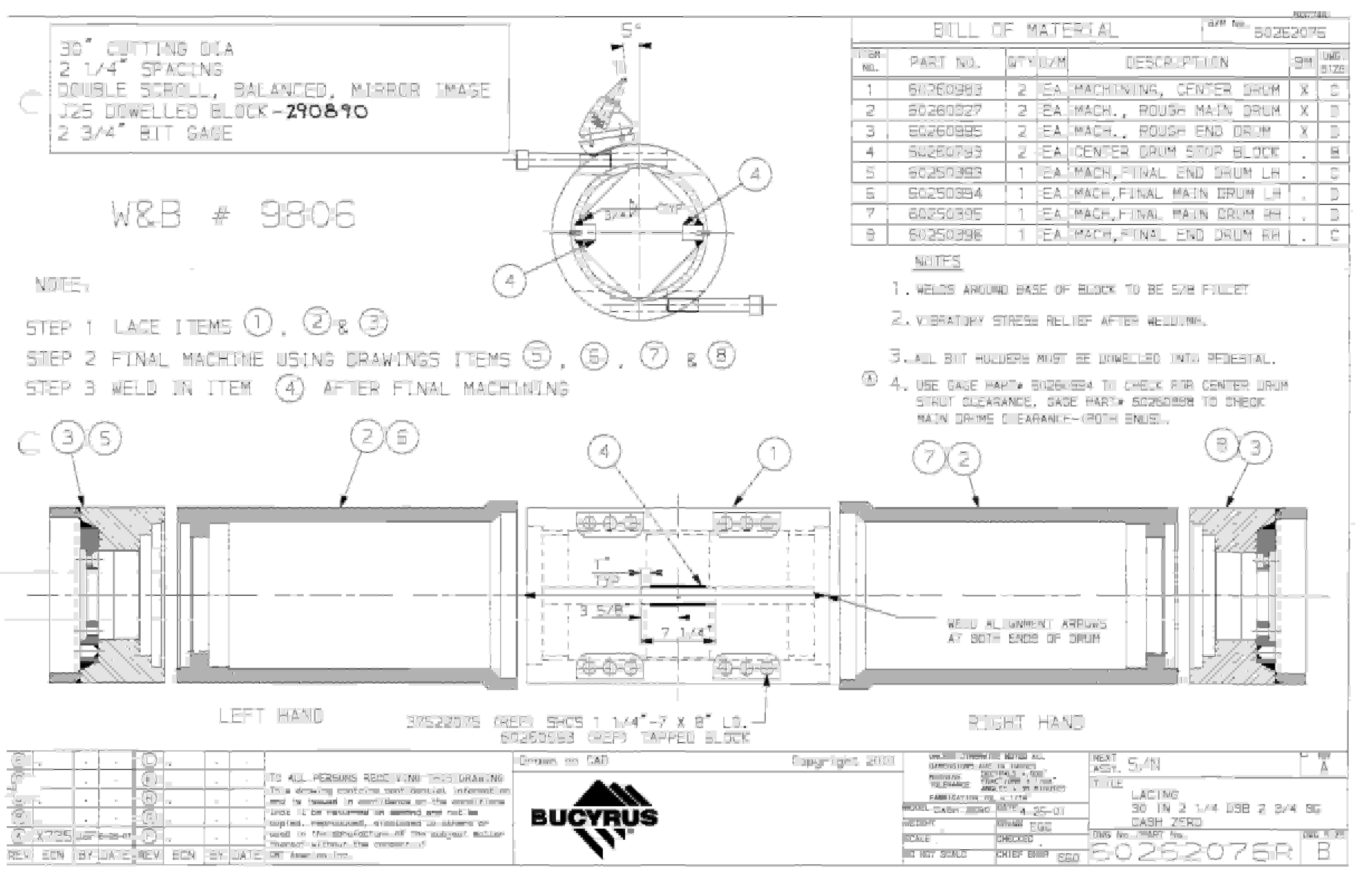 Bucyrus 25M0 Drum Miner Parts Catalog BI377481-3
