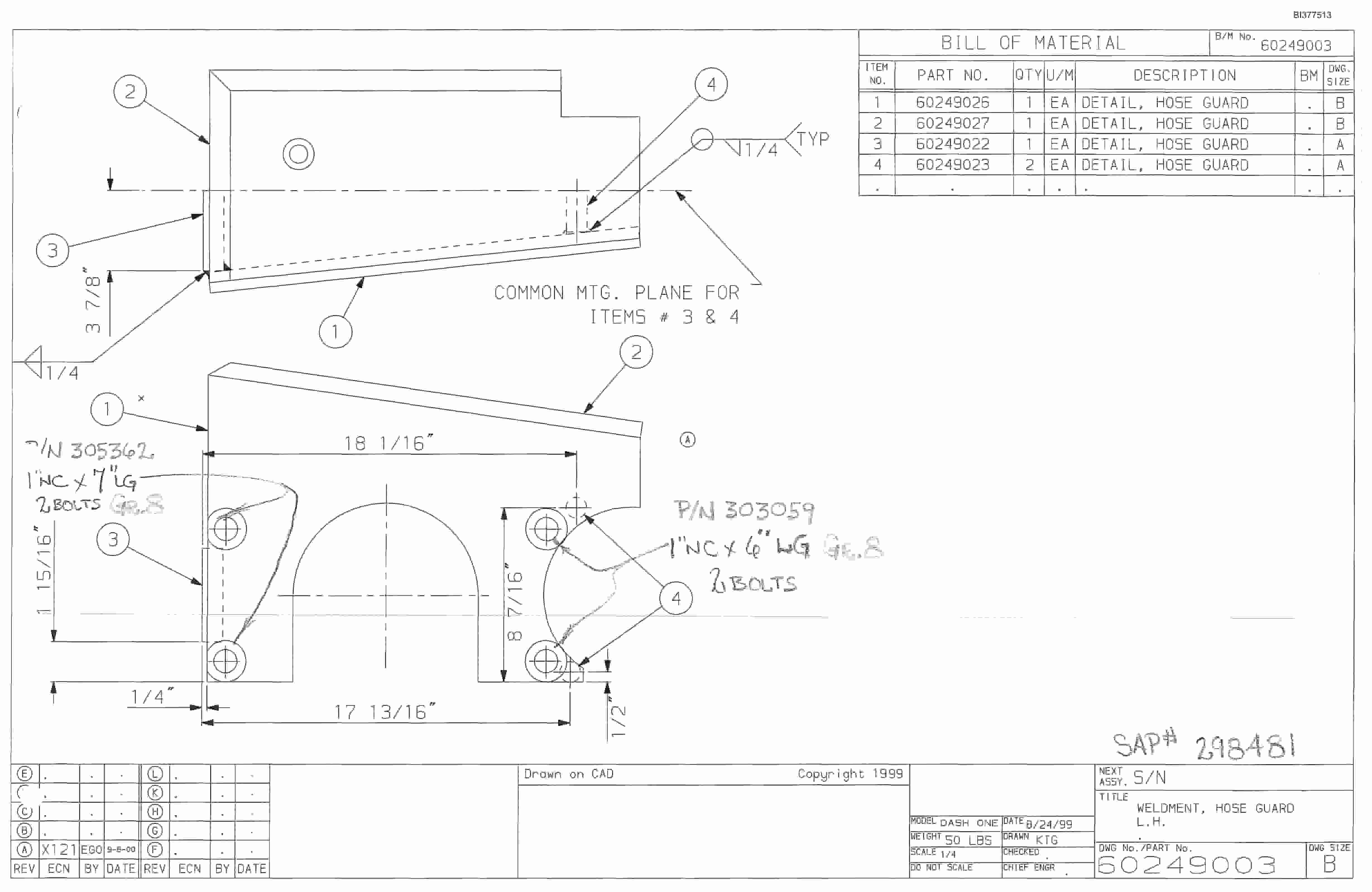 Bucyrus 25M1 Drum Miner Parts Catalog BI377513-5
