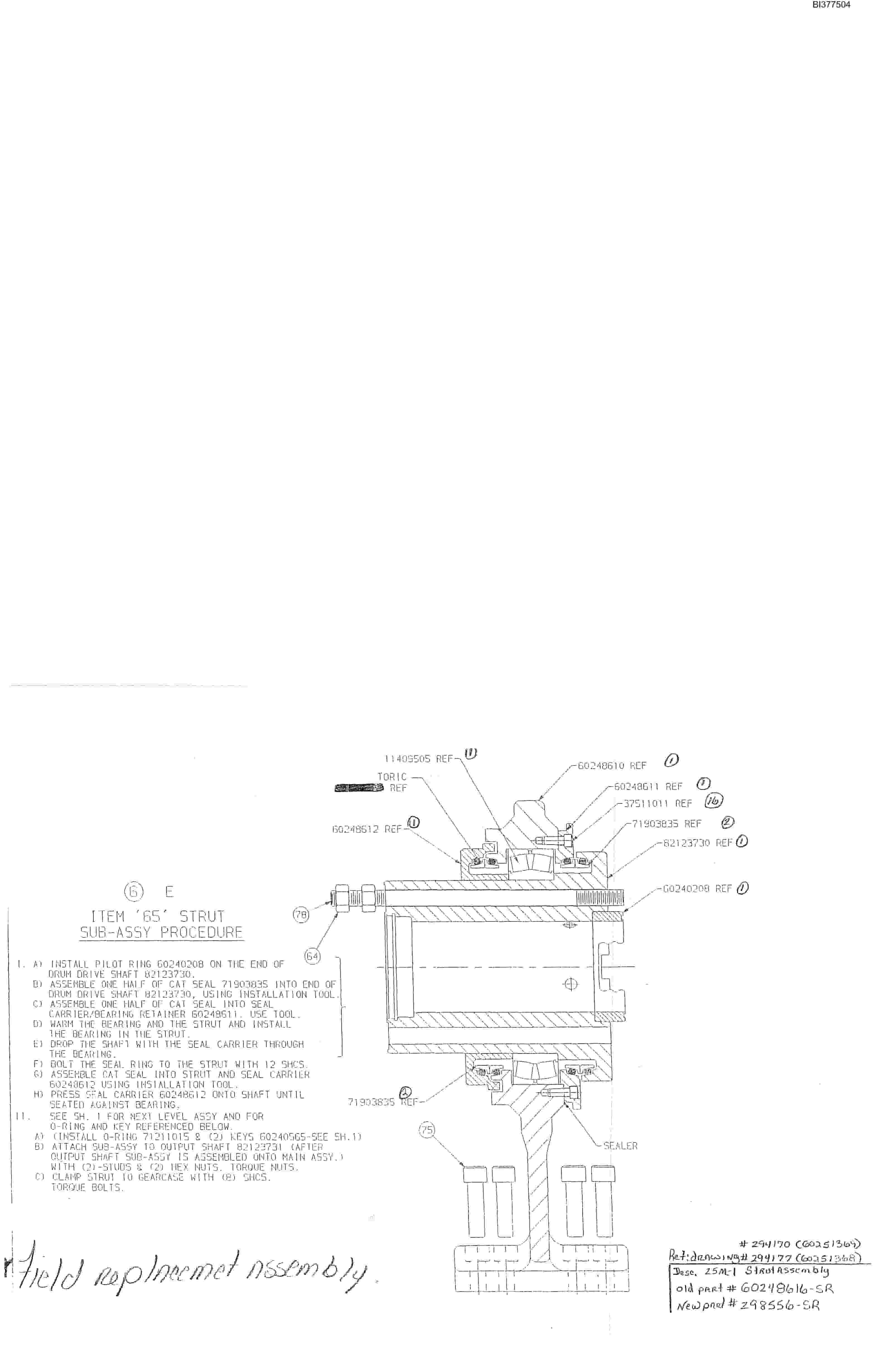 Bucyrus 25M1 Miner Parts Catalog BI377504-3