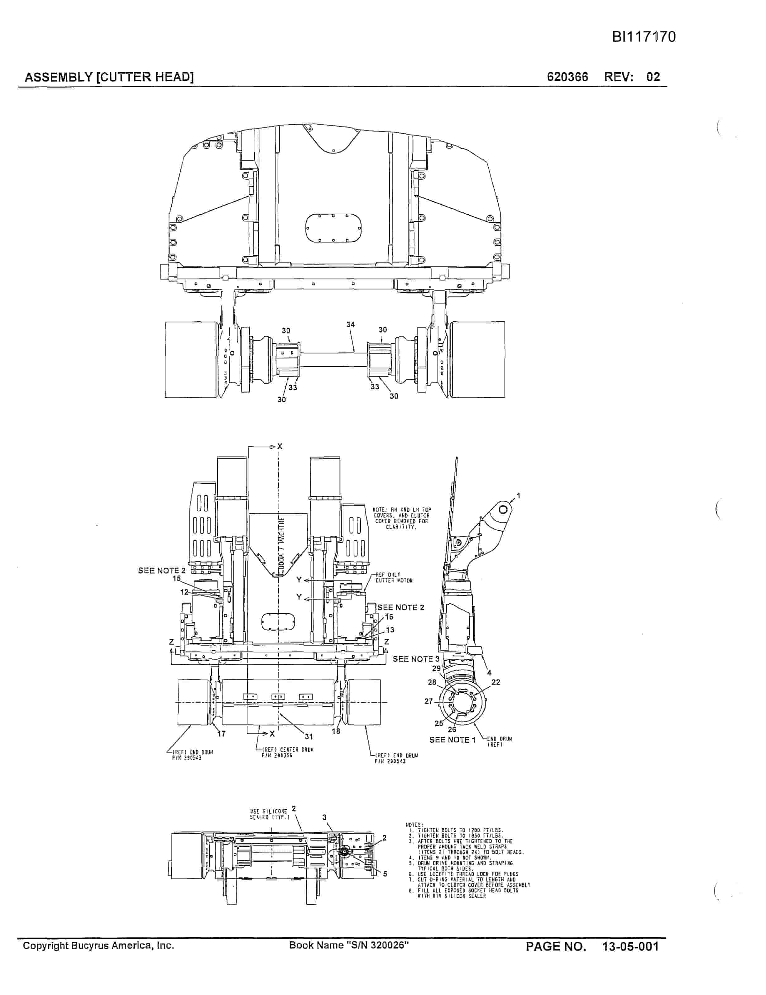 Bucyrus 25M2 Continuous Miner Parts Manual BI117170-2