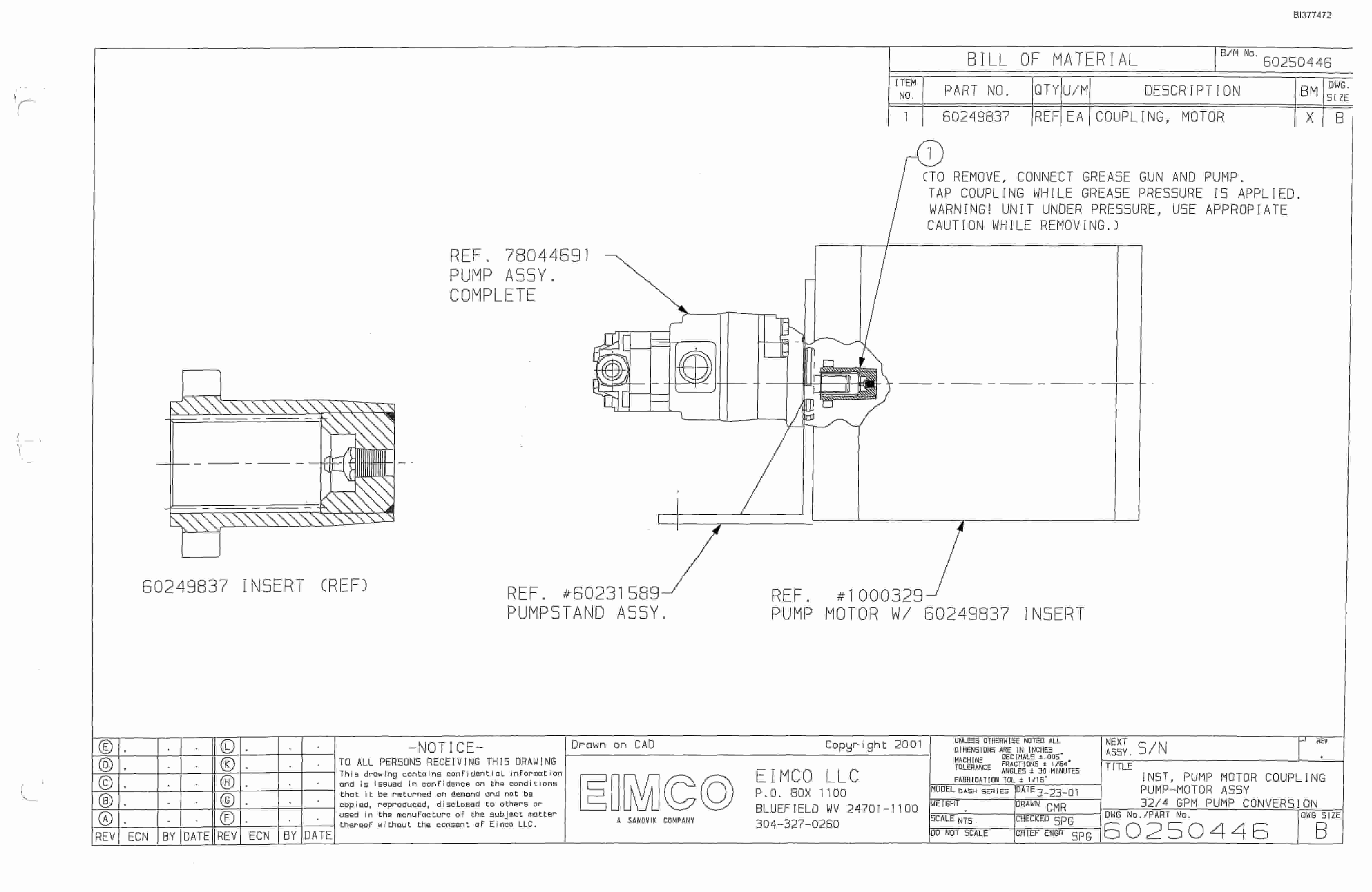 Bucyrus 25M2 Drum Miner Parts Catalog BI377472-2