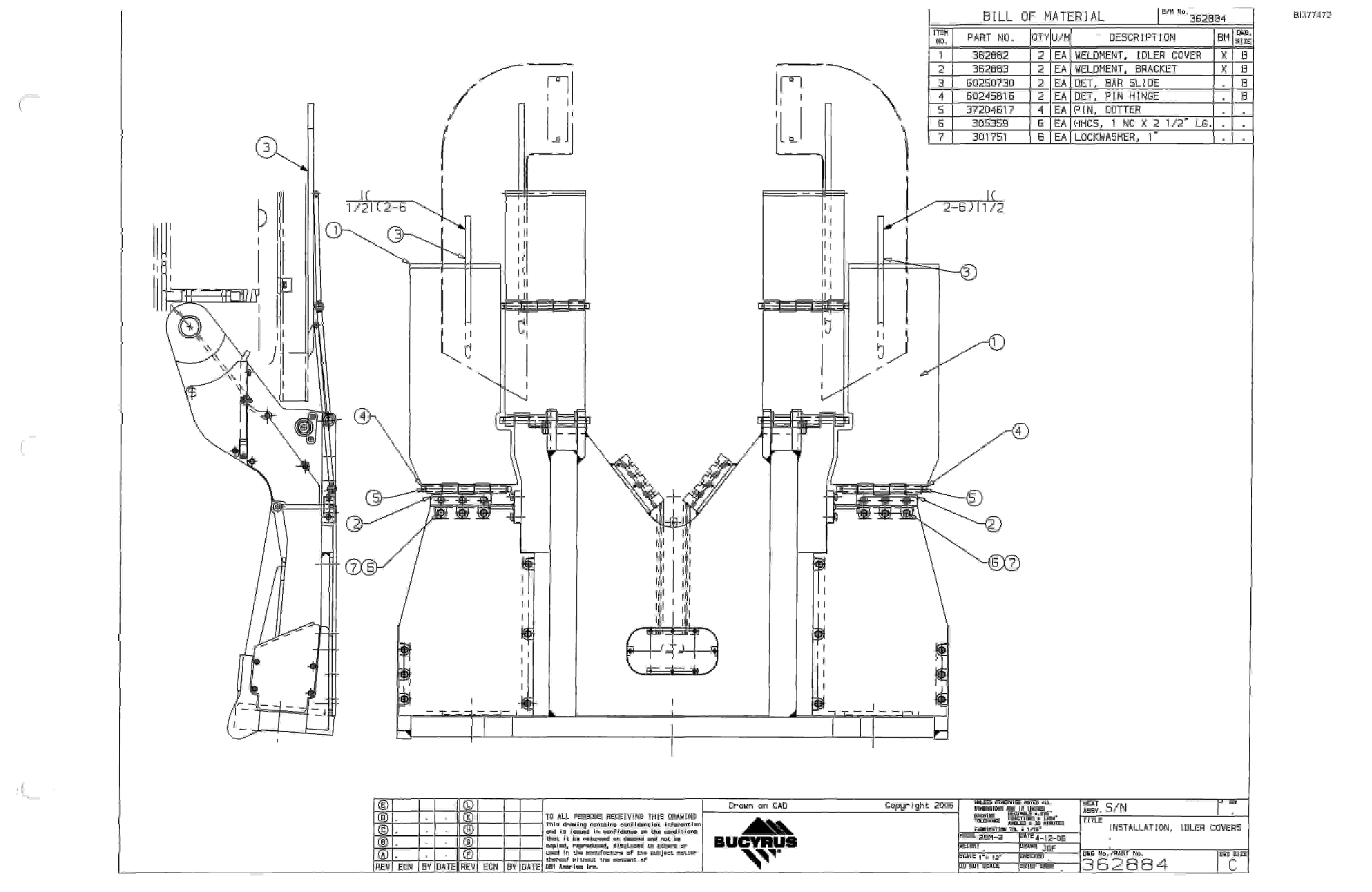 Bucyrus 25M2 Drum Miner Parts Catalog BI377472-4