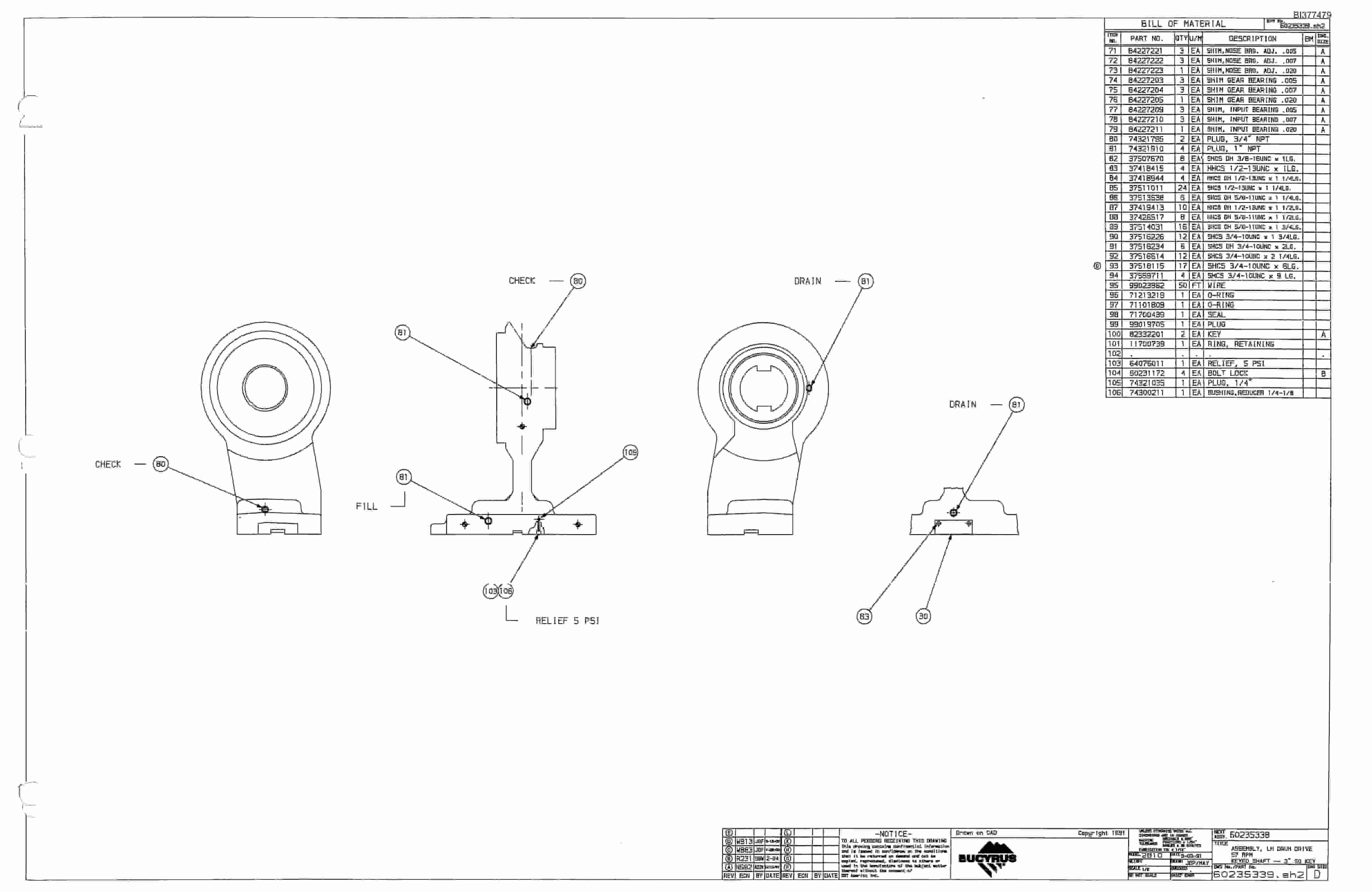 Bucyrus 25M2 Drum Miner Parts Catalog BI377479-4