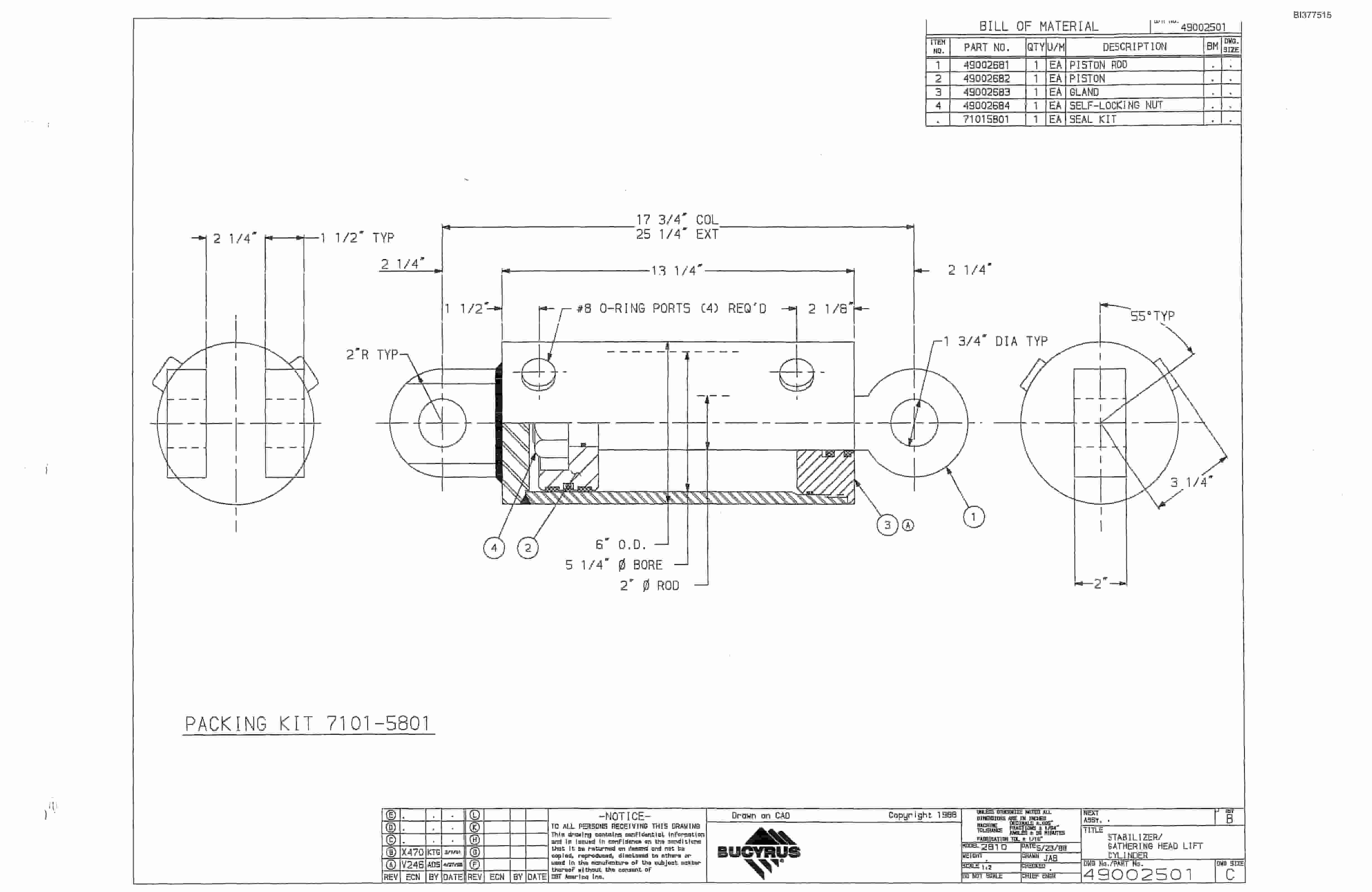 Bucyrus 25M2 Drum Miner Parts Catalog BI377515-2