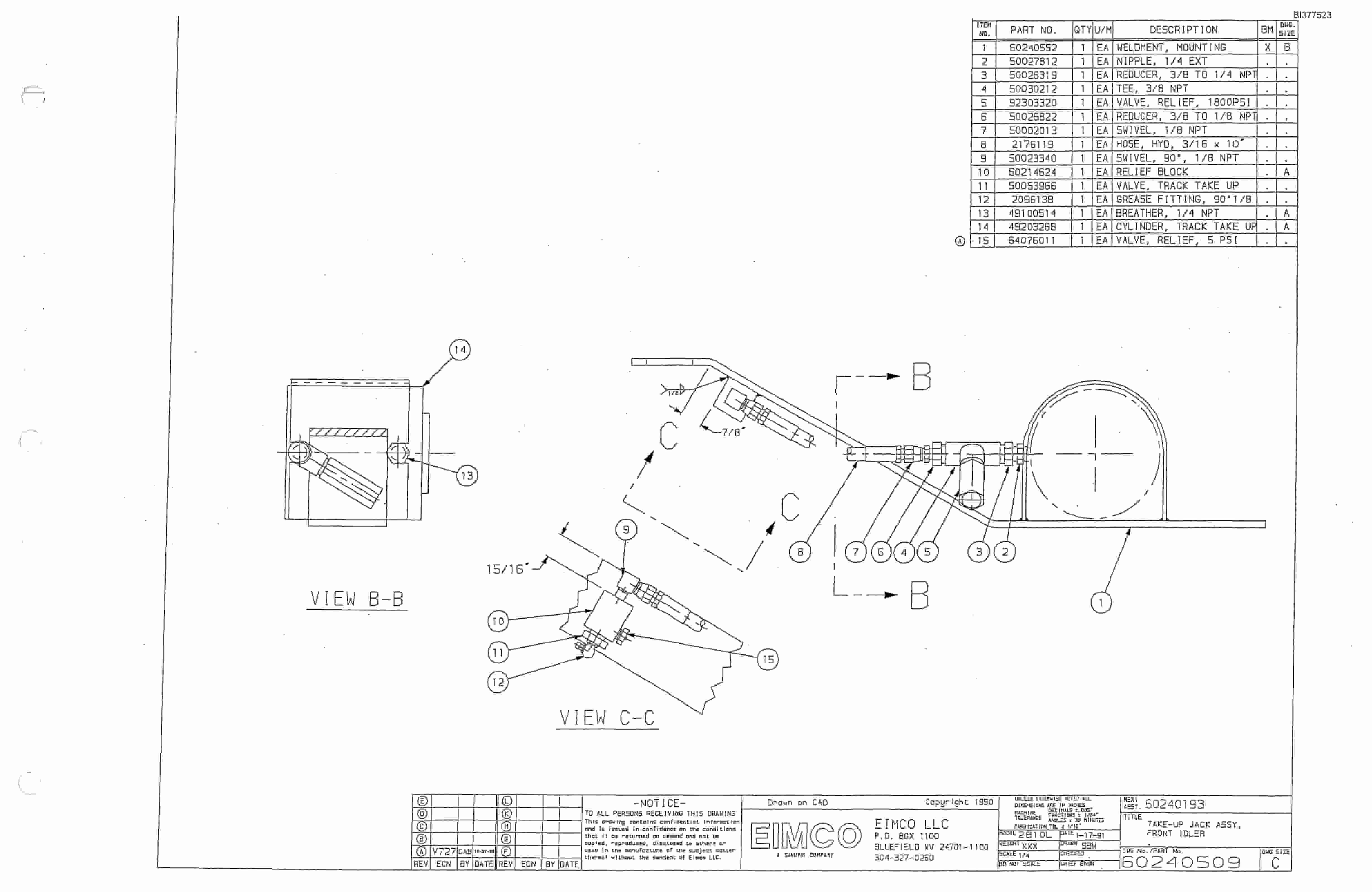 Bucyrus 25M2 Drum Miner Parts Catalog BI377523-3
