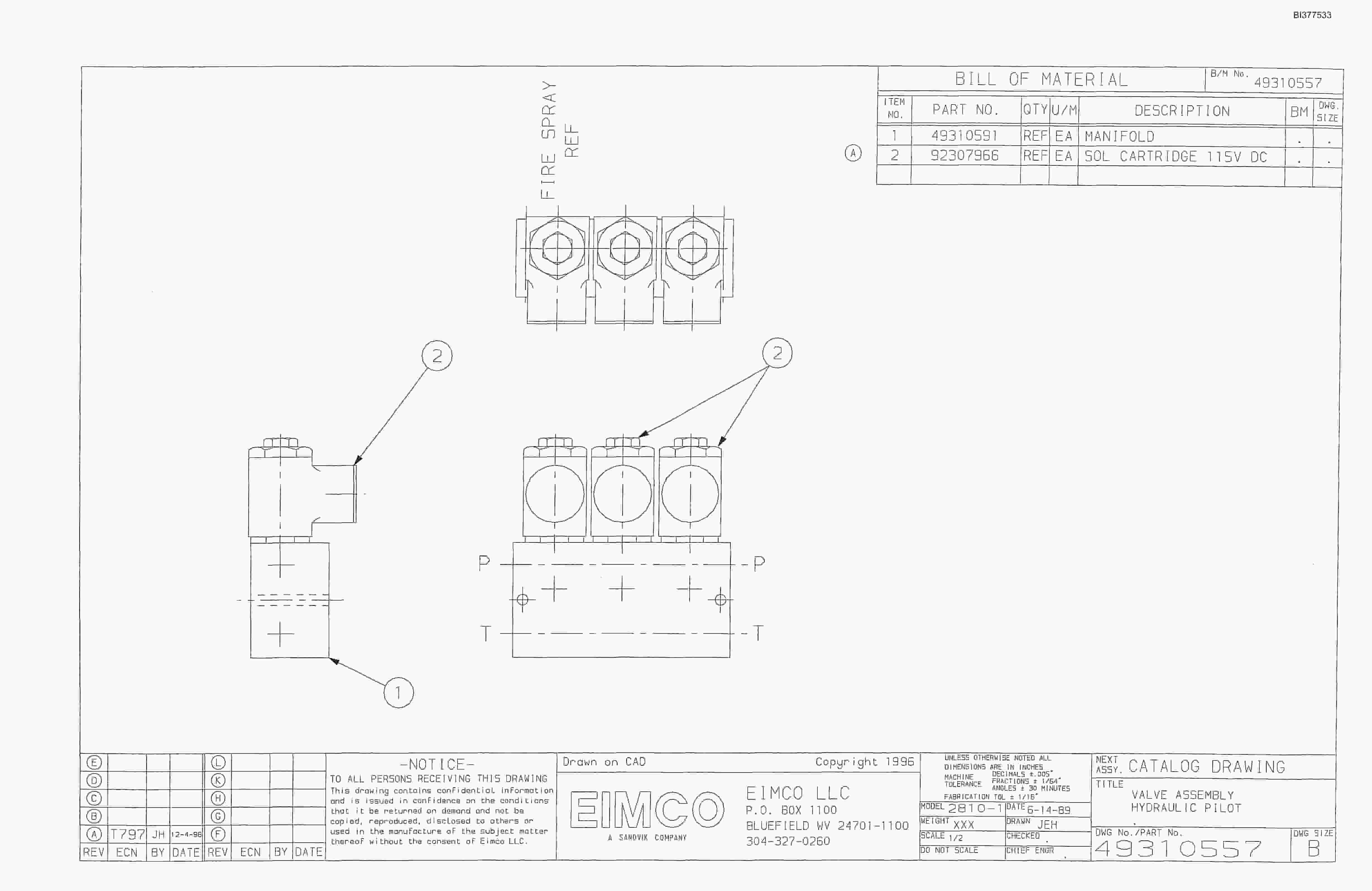 Bucyrus 25M2 Drum Miner Parts Catalog BI377533-2