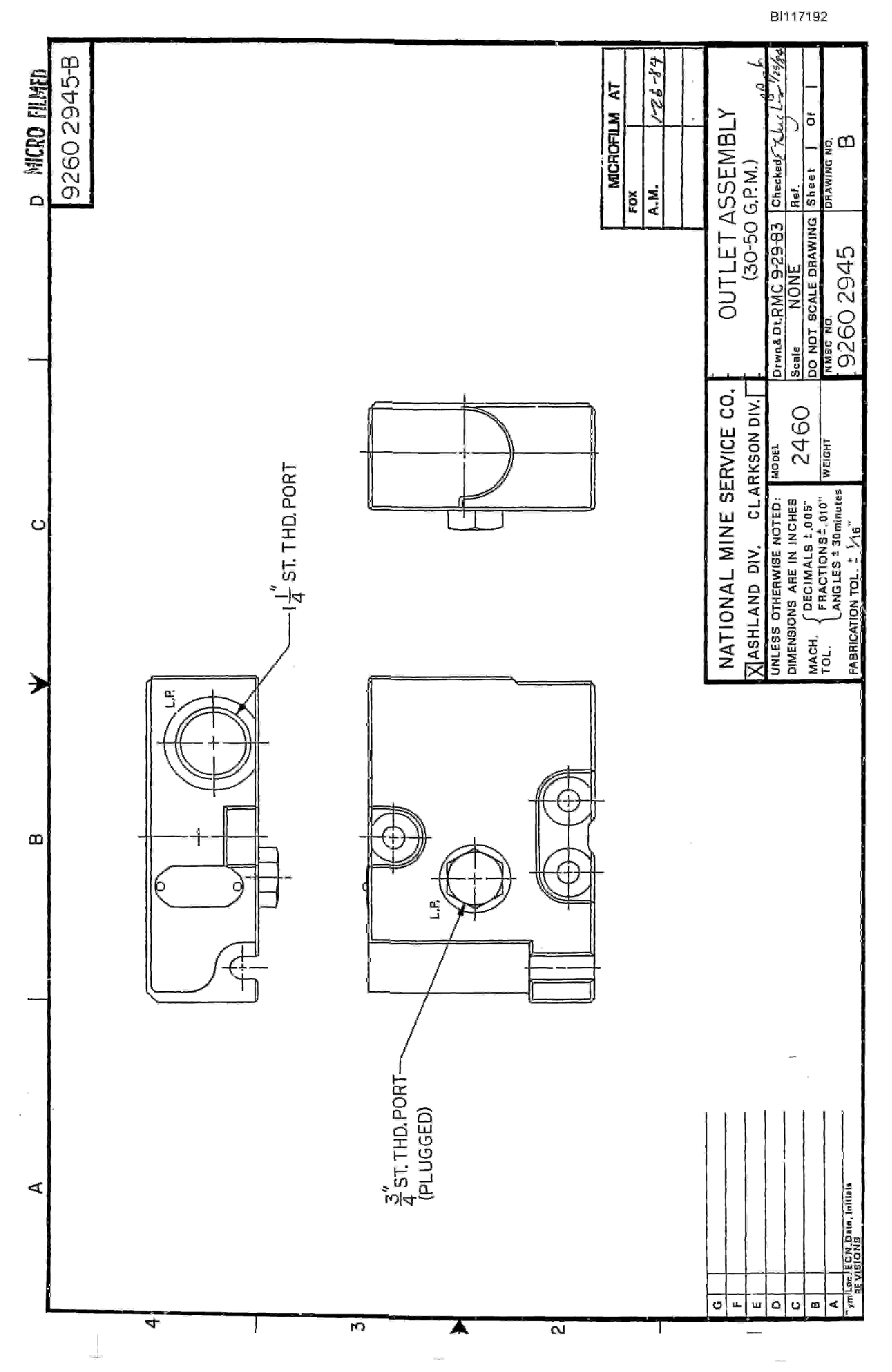 Bucyrus 25M2 Miner Parts Catalog BI117192-2