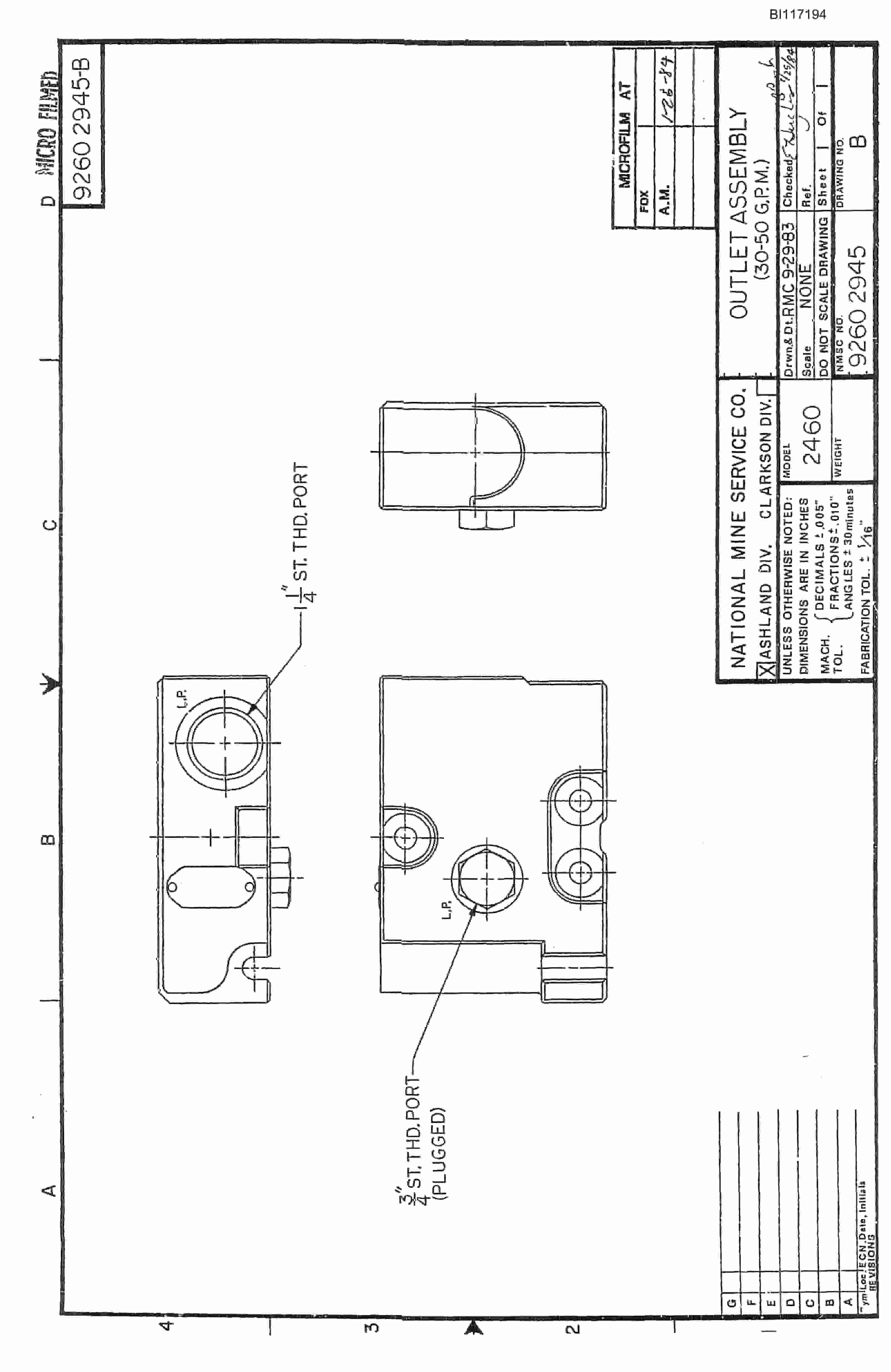 Bucyrus 25M2 Miner Parts Catalog BI117194-2