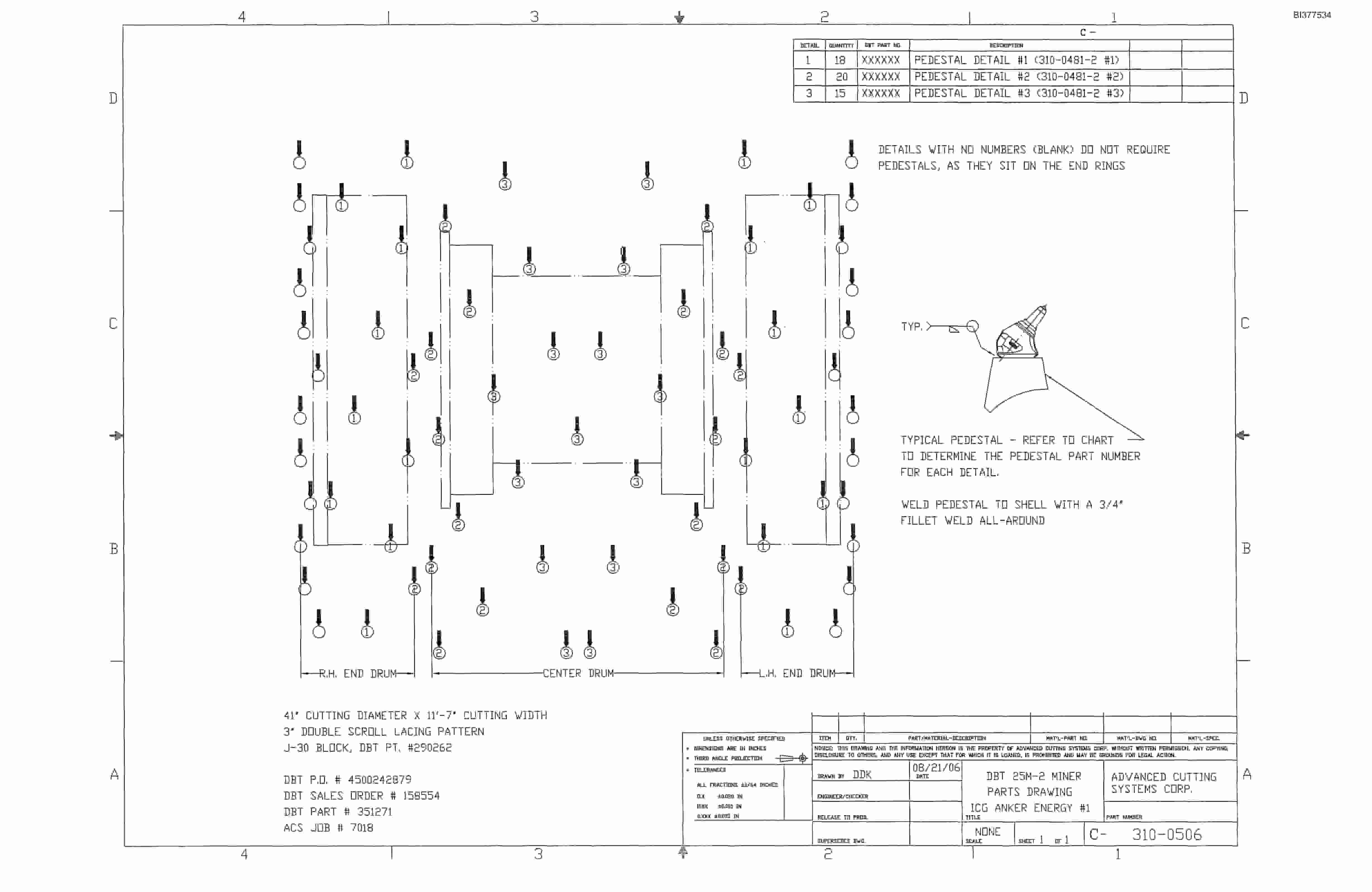 Bucyrus 25M2 Miner Parts Catalog BI377534-3