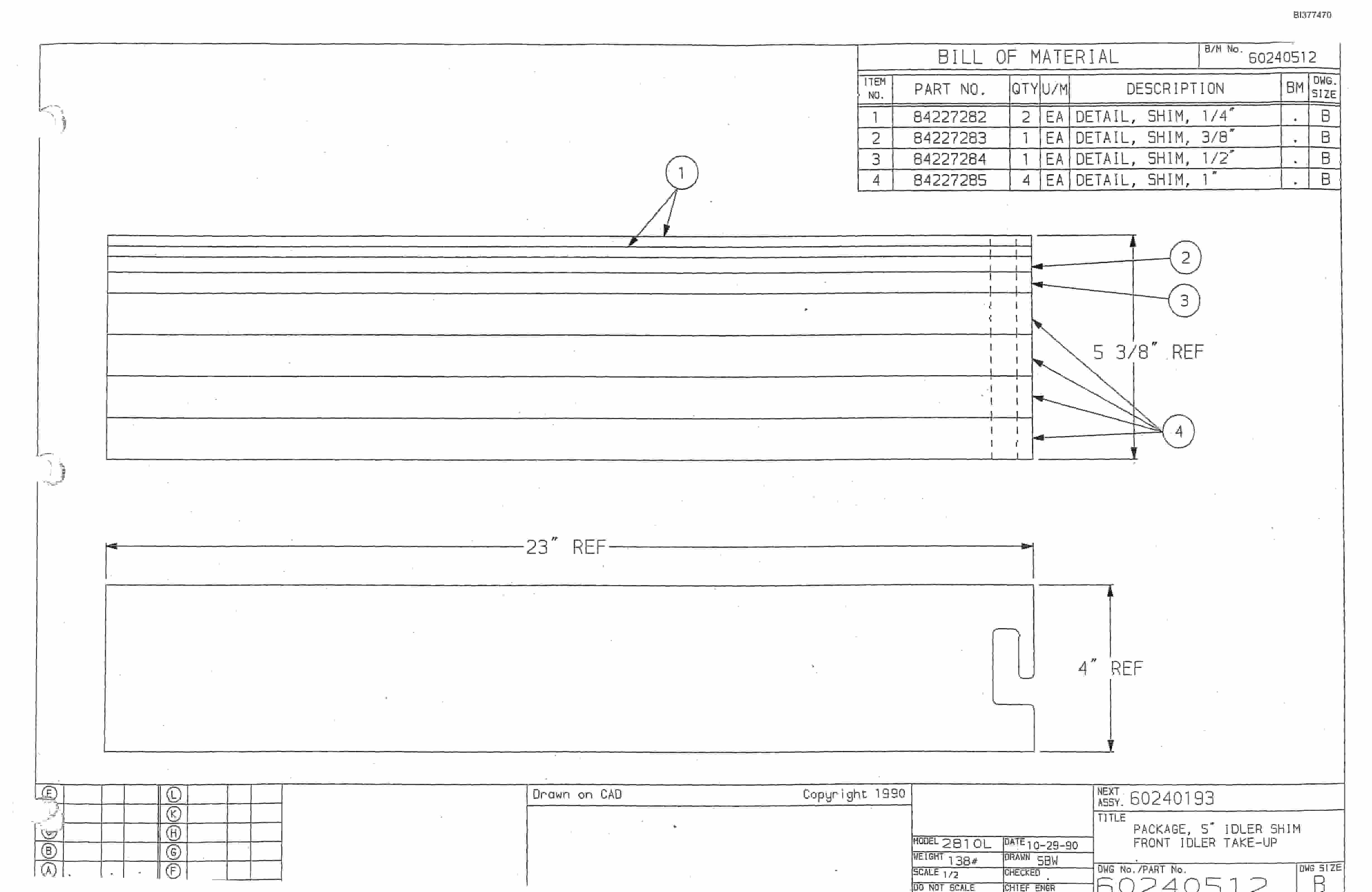 Bucyrus 25M3 Drum Miner Parts Catalog BI377470-3