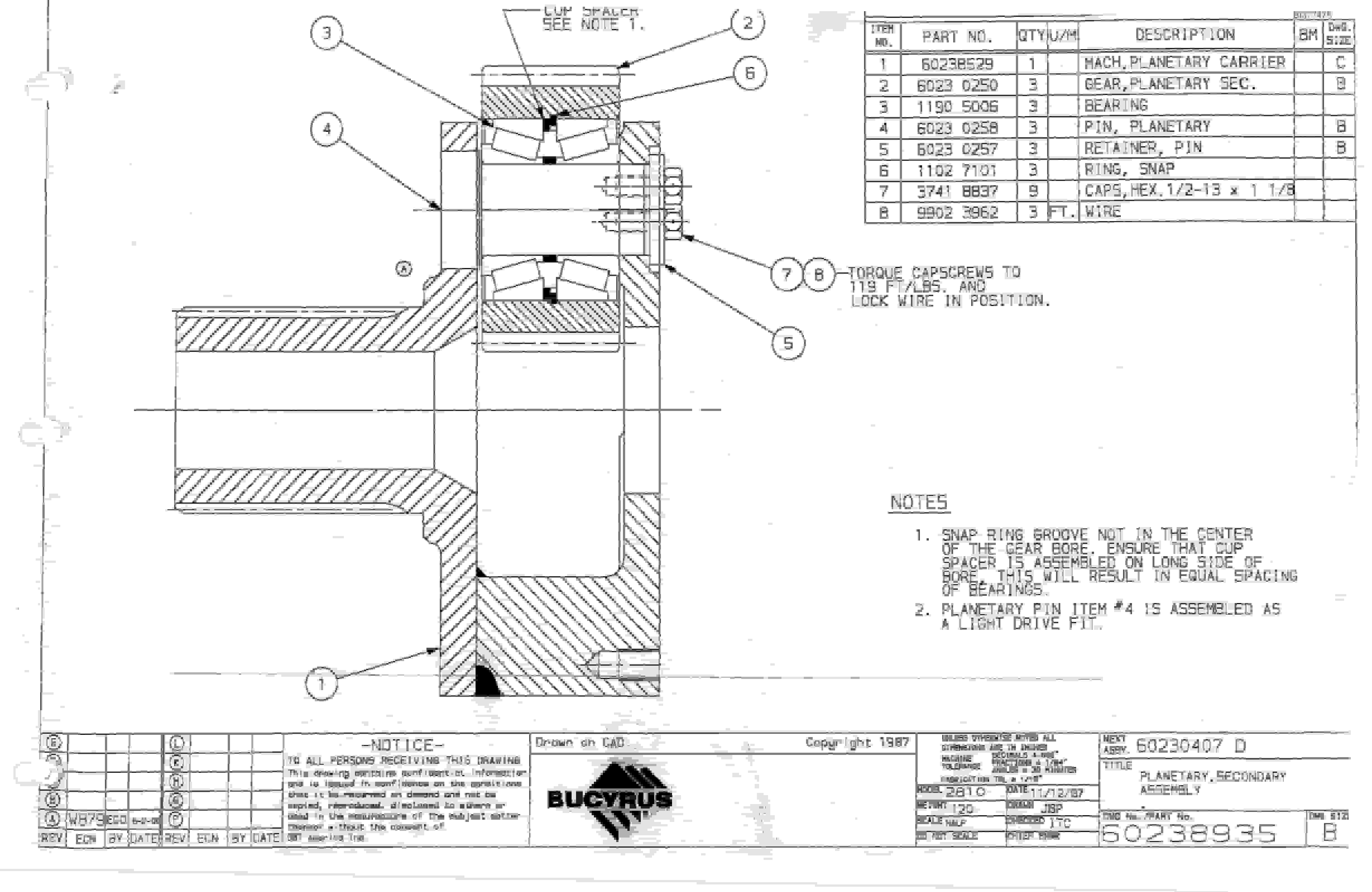 Bucyrus 25M3 Drum Miner Parts Catalog BI377475-3
