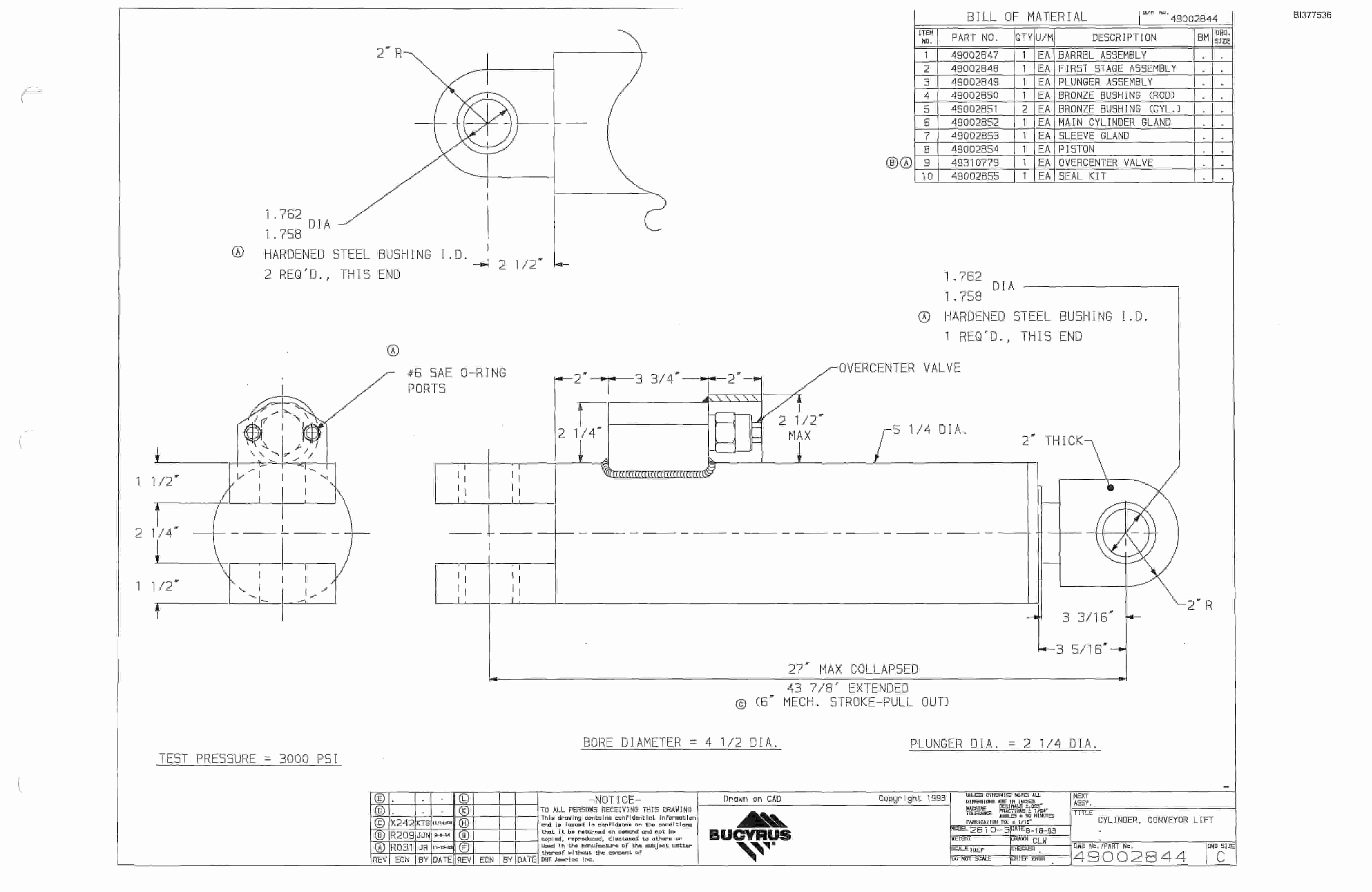 Bucyrus 25M3 Drum Miner Parts Catalog BI377536-2