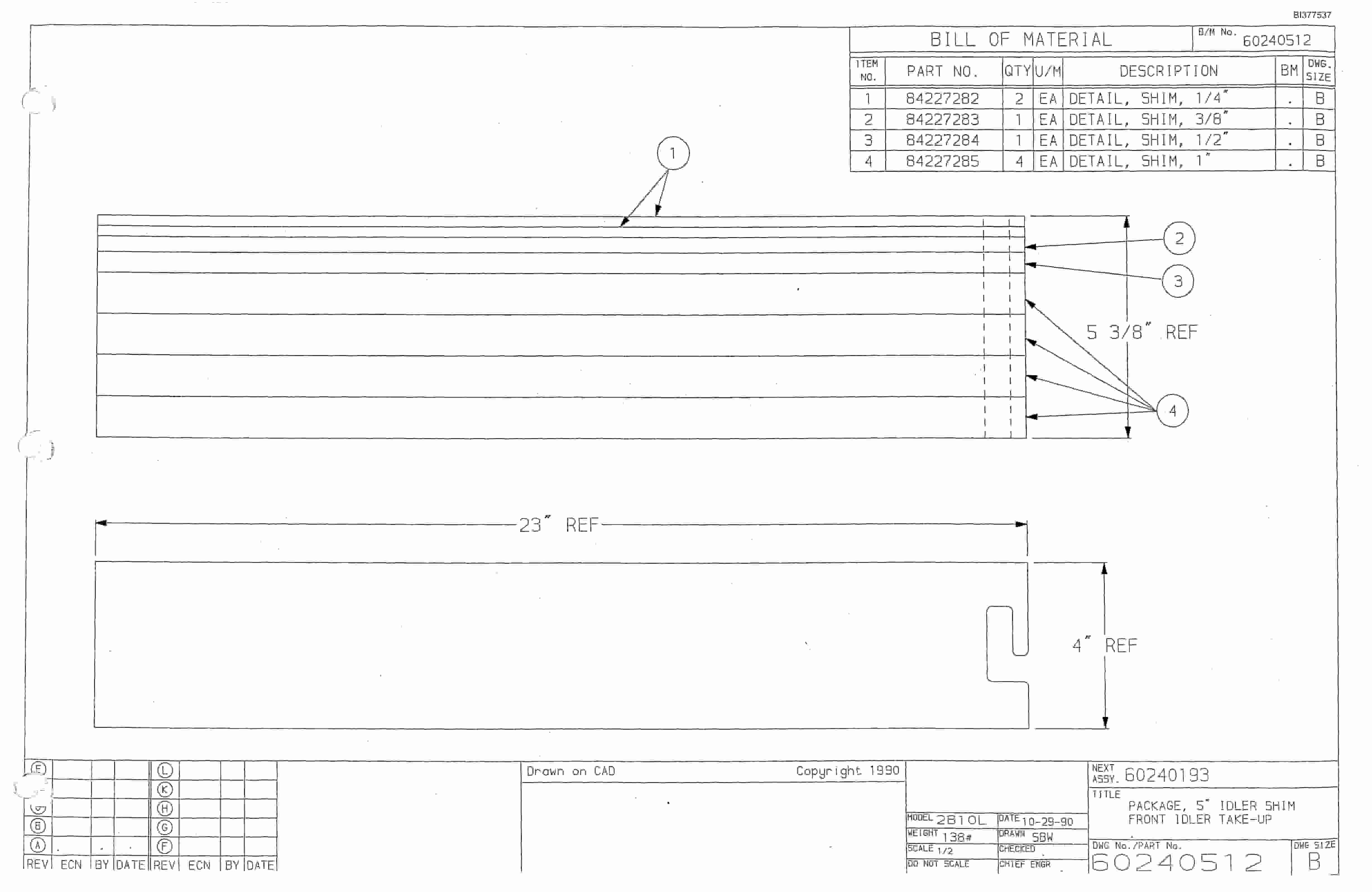 Bucyrus 25M3 Drum Miner Parts Catalog BI377537-3