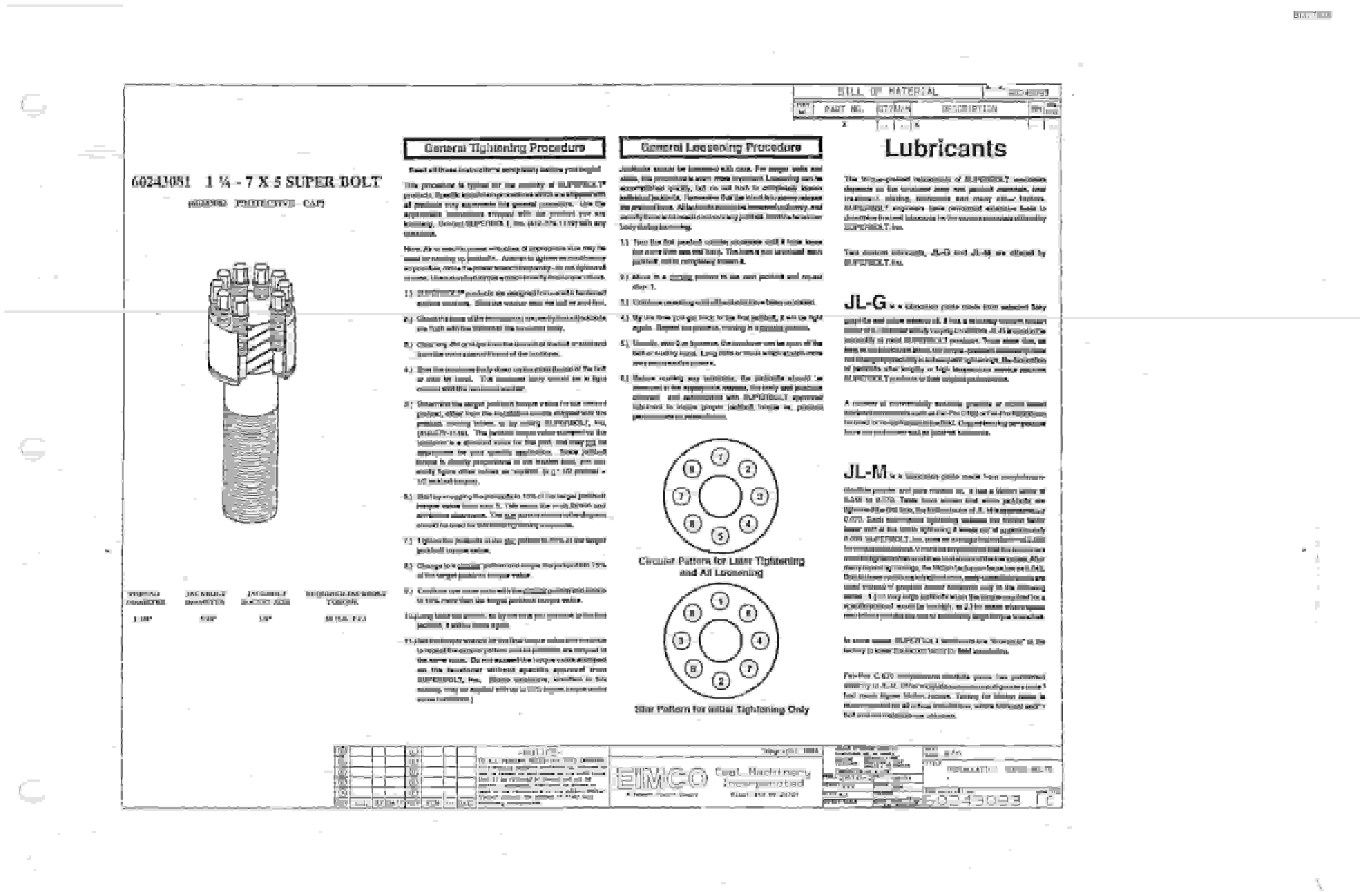 Bucyrus 25M3 Drum Miner Parts Catalog BI377538-3