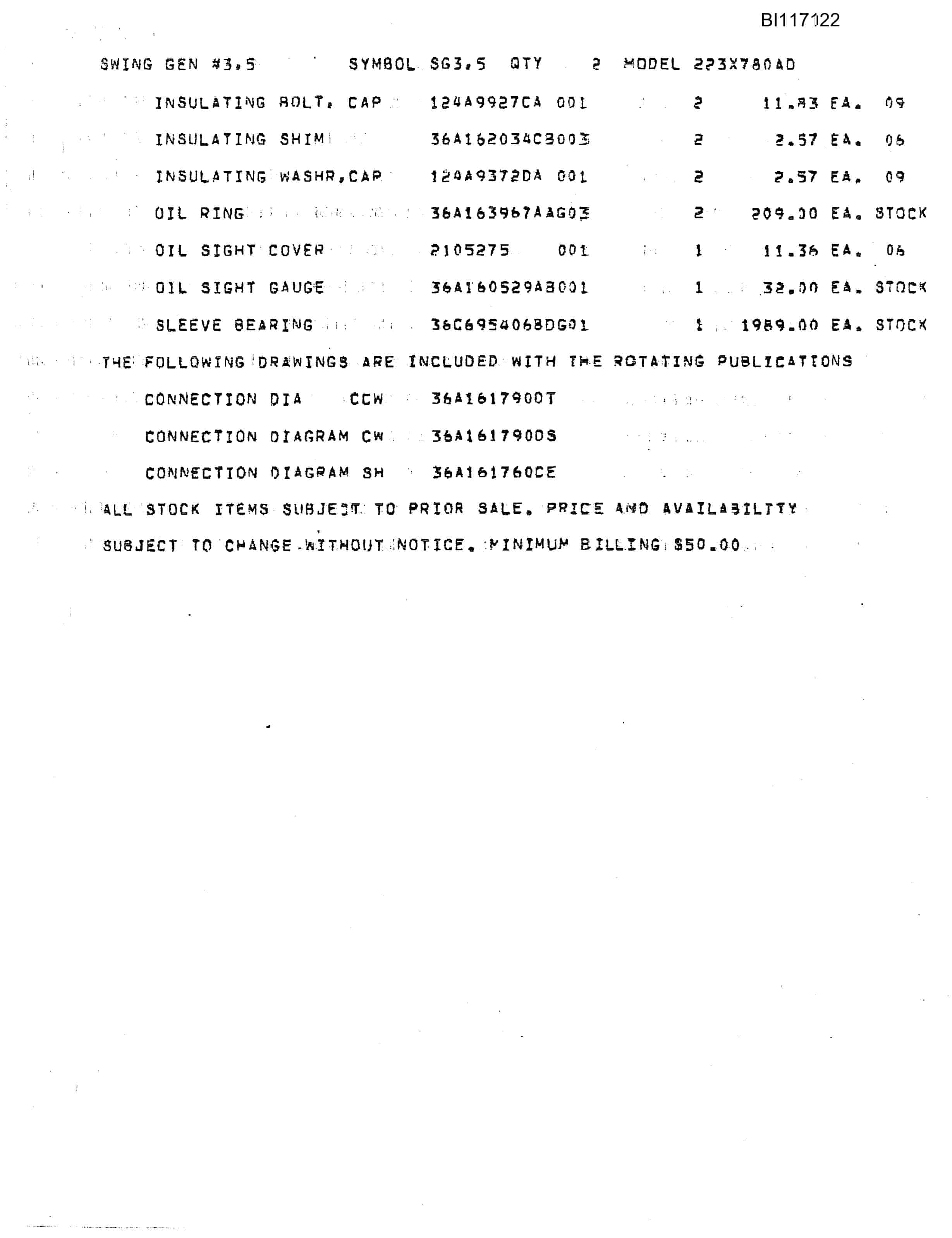 Bucyrus 2750-W Dragline Parts Catalog BI117122-4