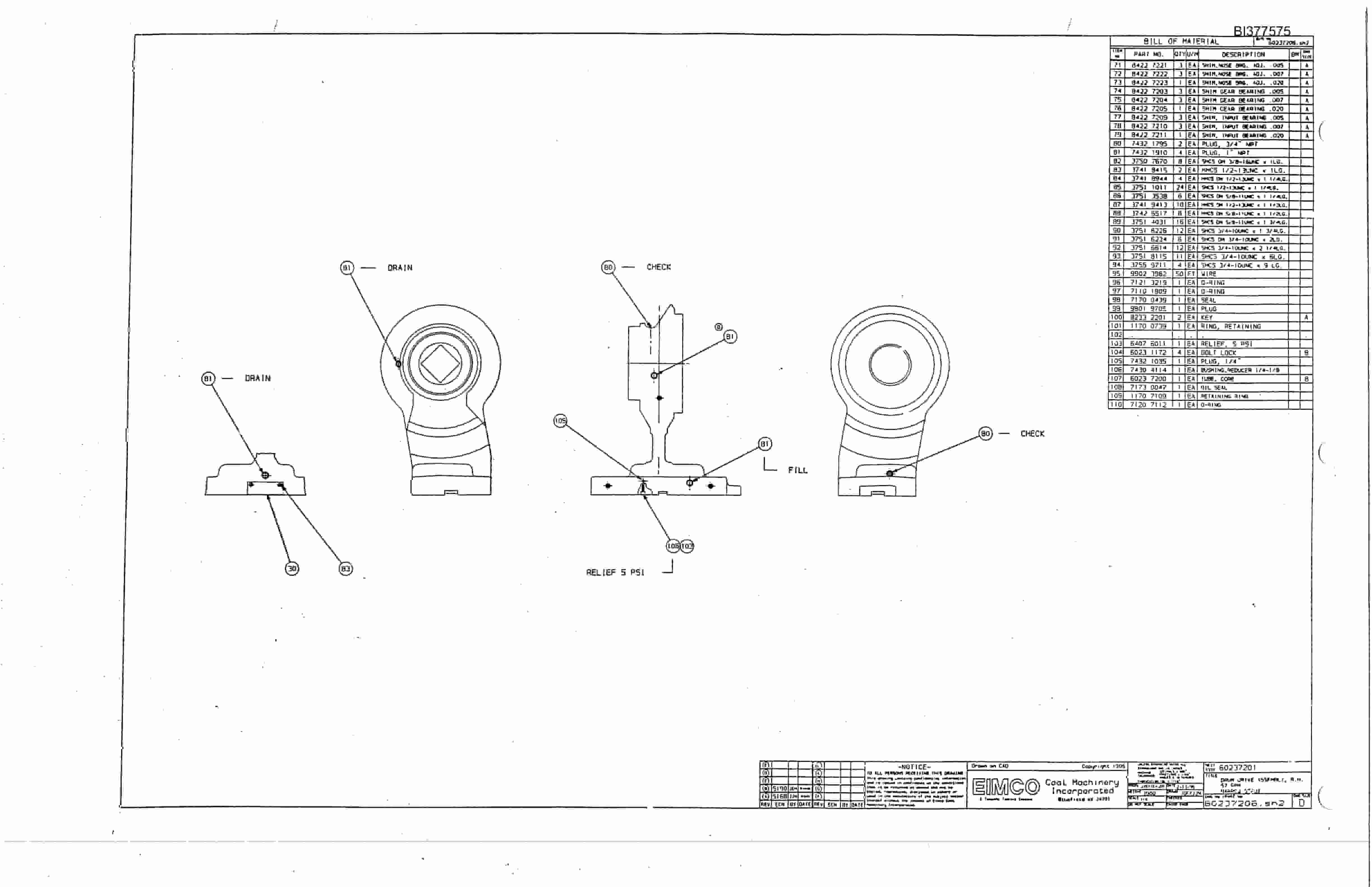 Bucyrus 2810-2P Miner Parts Catalog BI377575-4