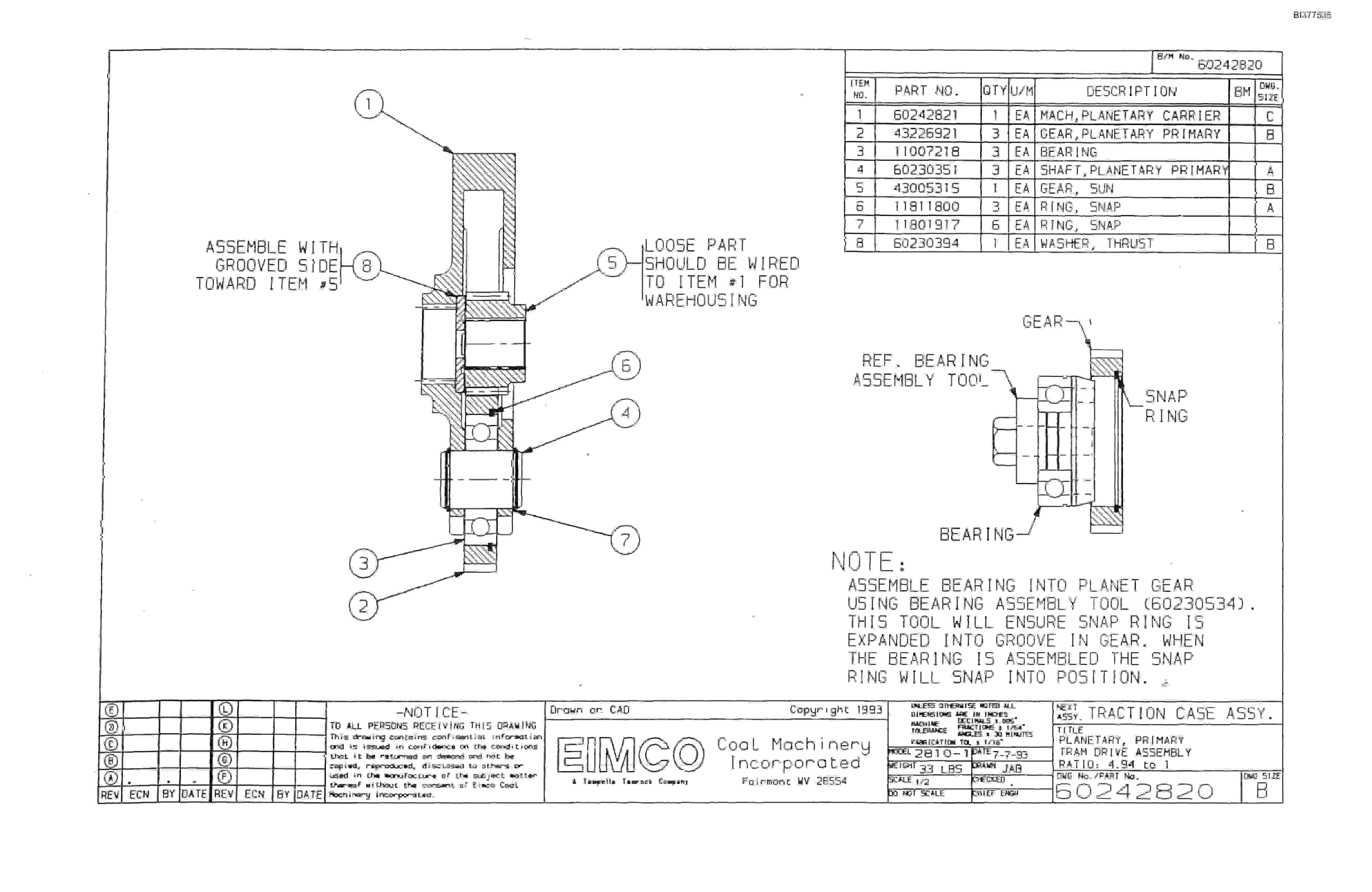 Bucyrus 2810 Dash Three Miner Parts Catalog BI377535-3