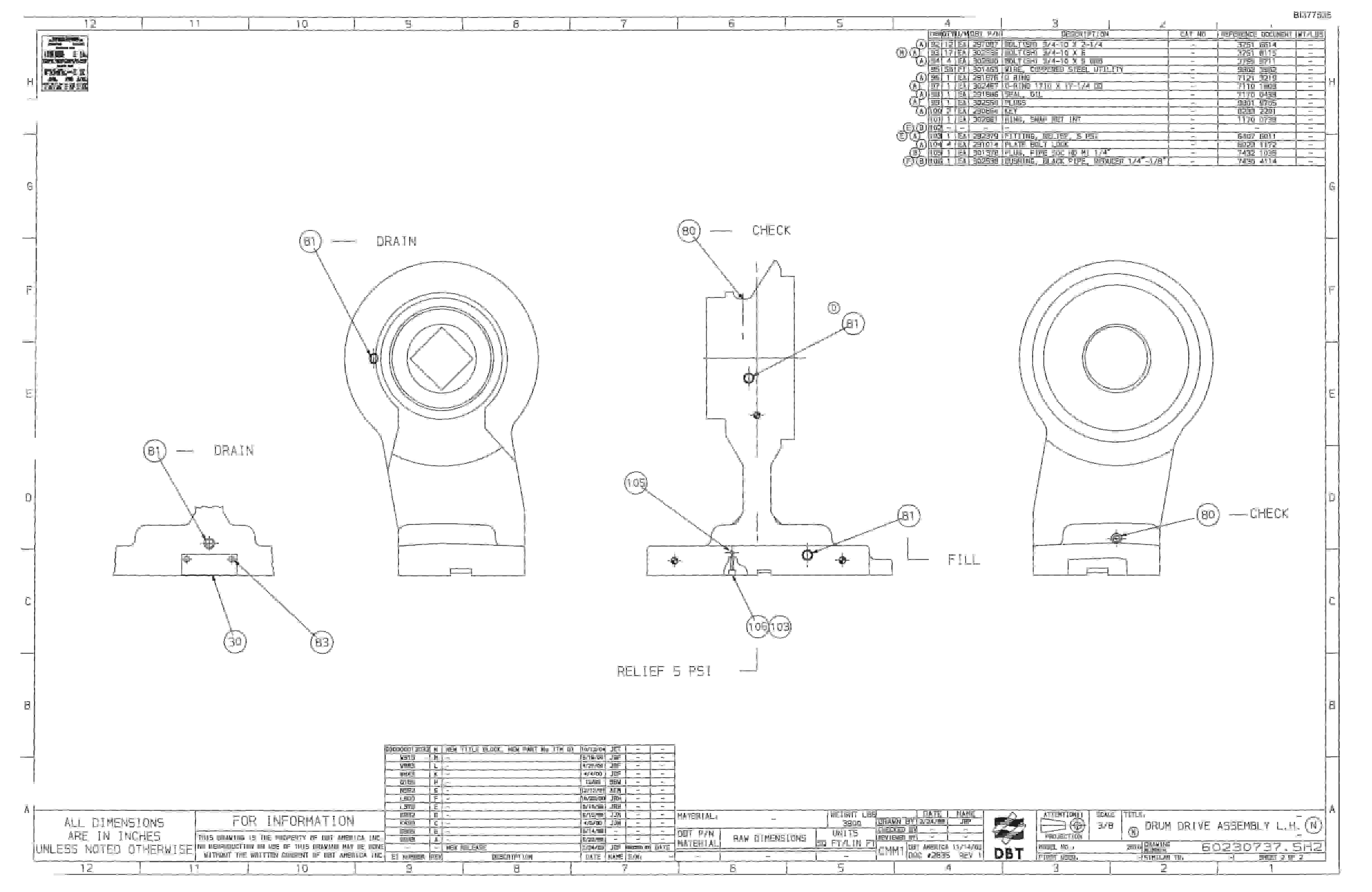 Bucyrus 2810 Dash Three Miner Parts Catalog BI377535-4