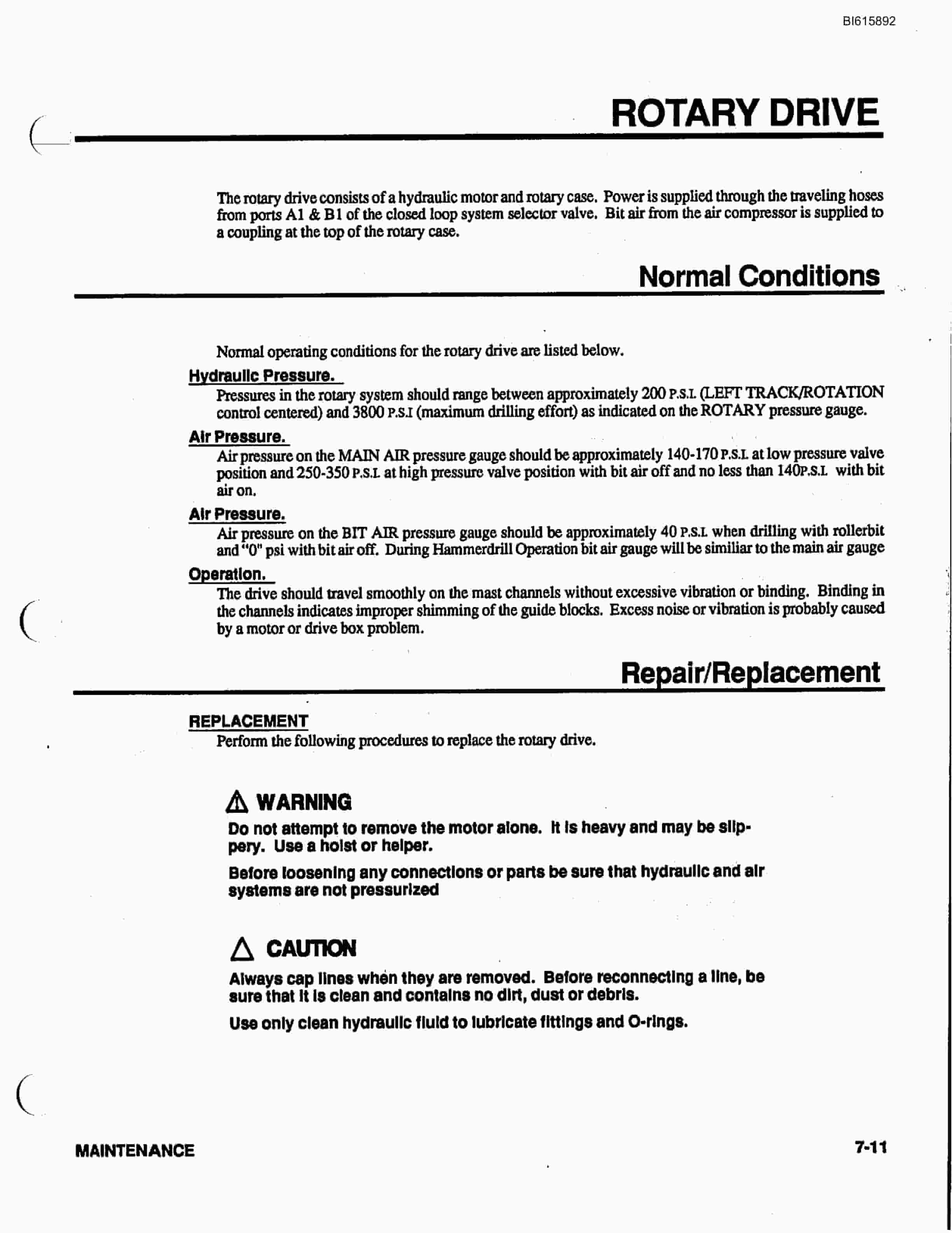 Bucyrus 2HP High Pressure Rotary Blasthole Drill Technical Manual BI615892-3