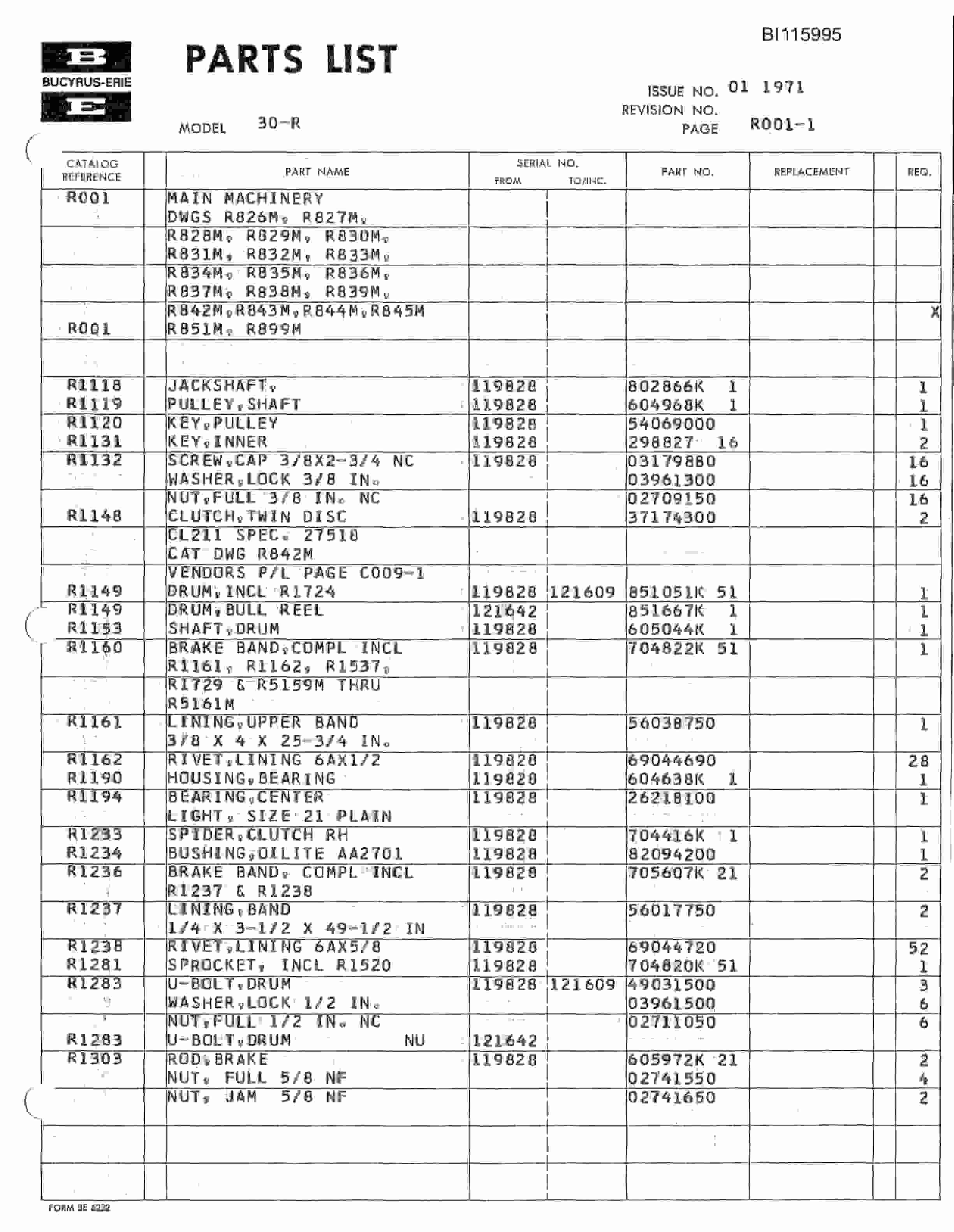 Bucyrus 30-R Rotary Drill Technical Manual BI115995-2
