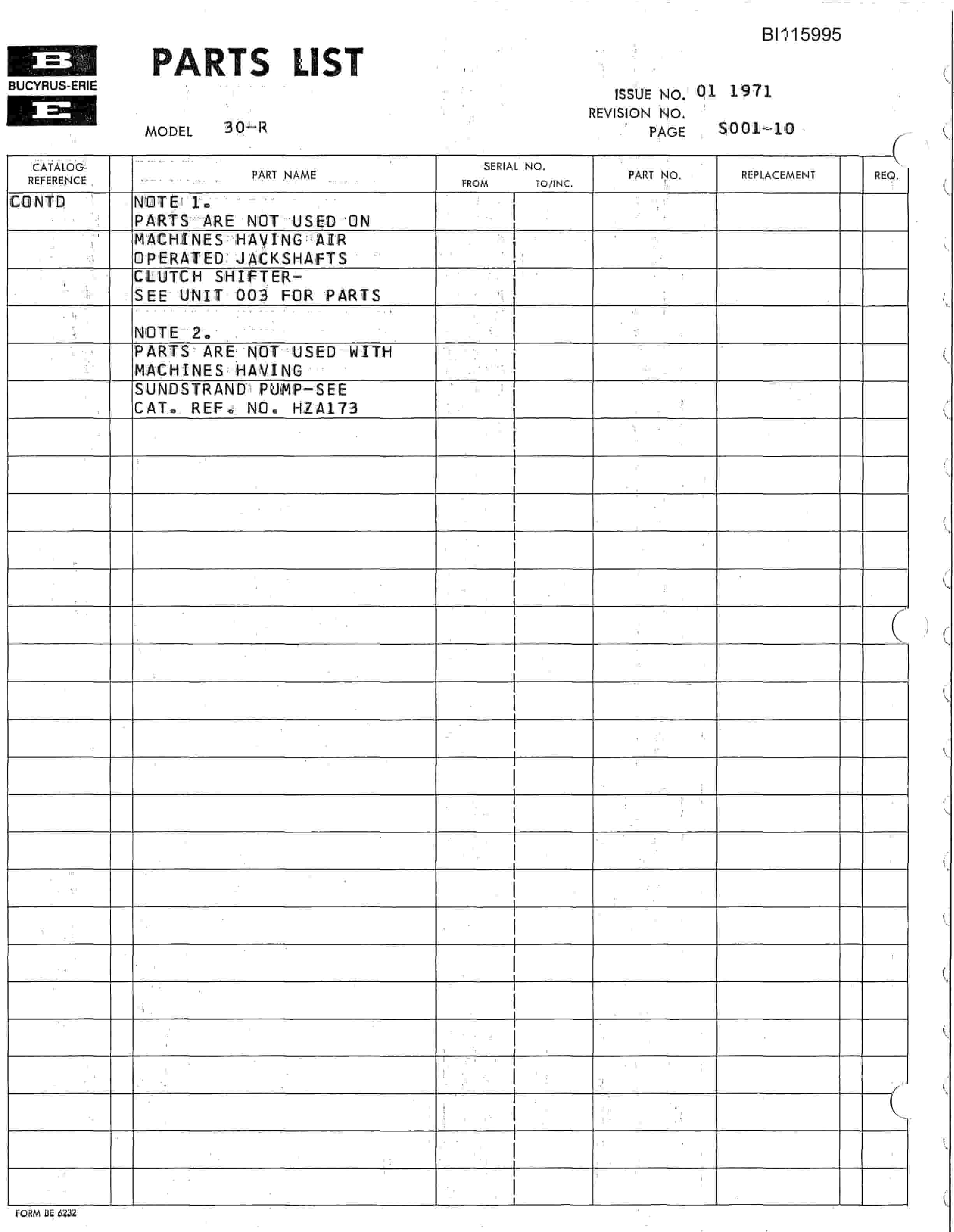 Bucyrus 30-R Rotary Drill Technical Manual BI115995-3