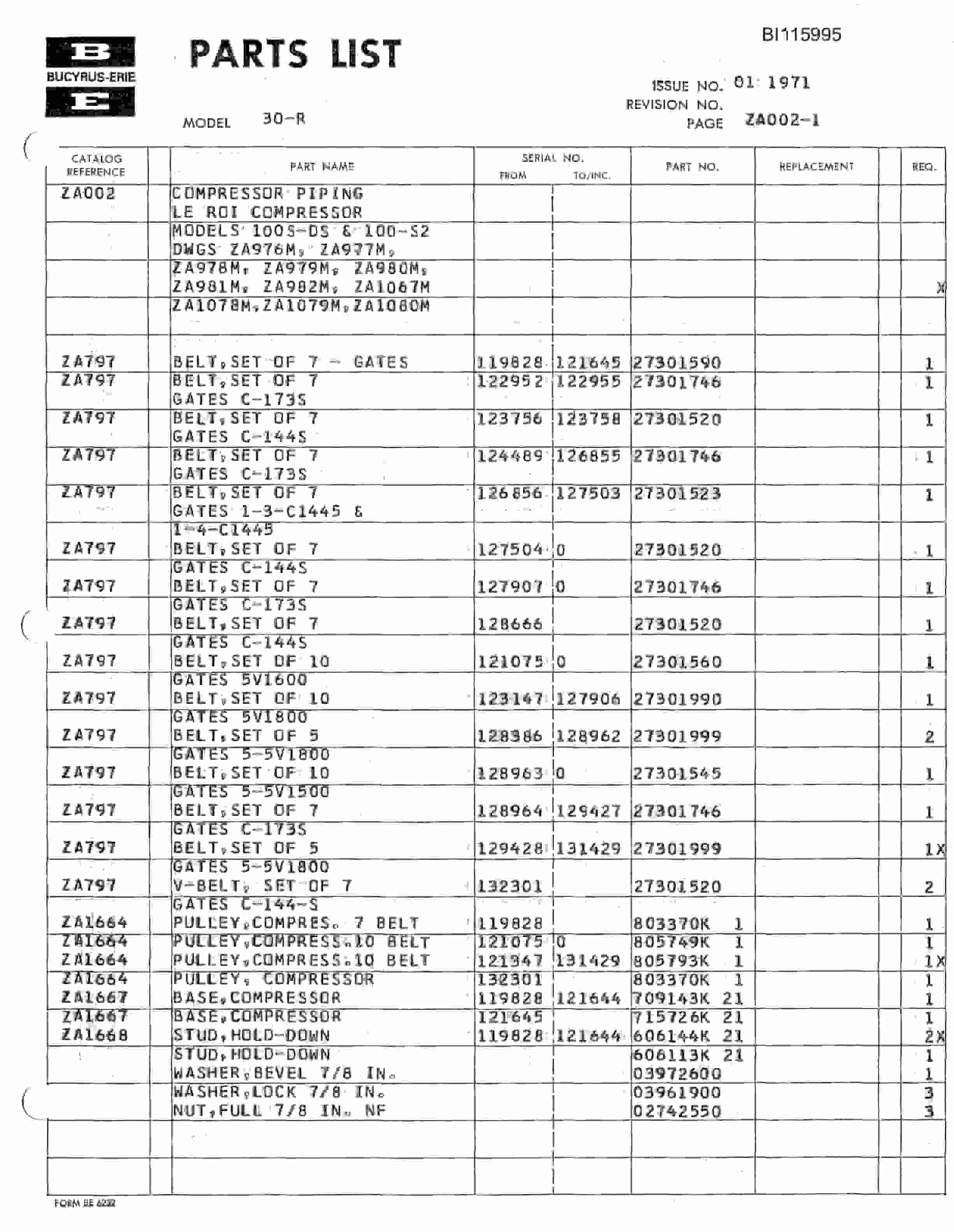 Bucyrus 30-R Rotary Drill Technical Manual BI115995-4