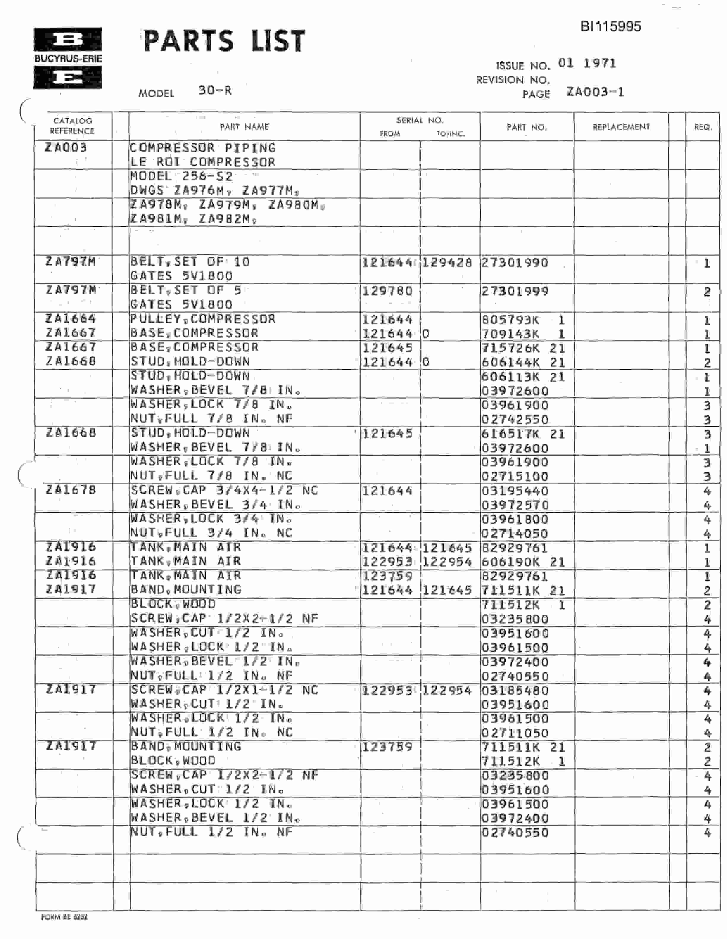 Bucyrus 30-R Rotary Drill Technical Manual BI115995-5