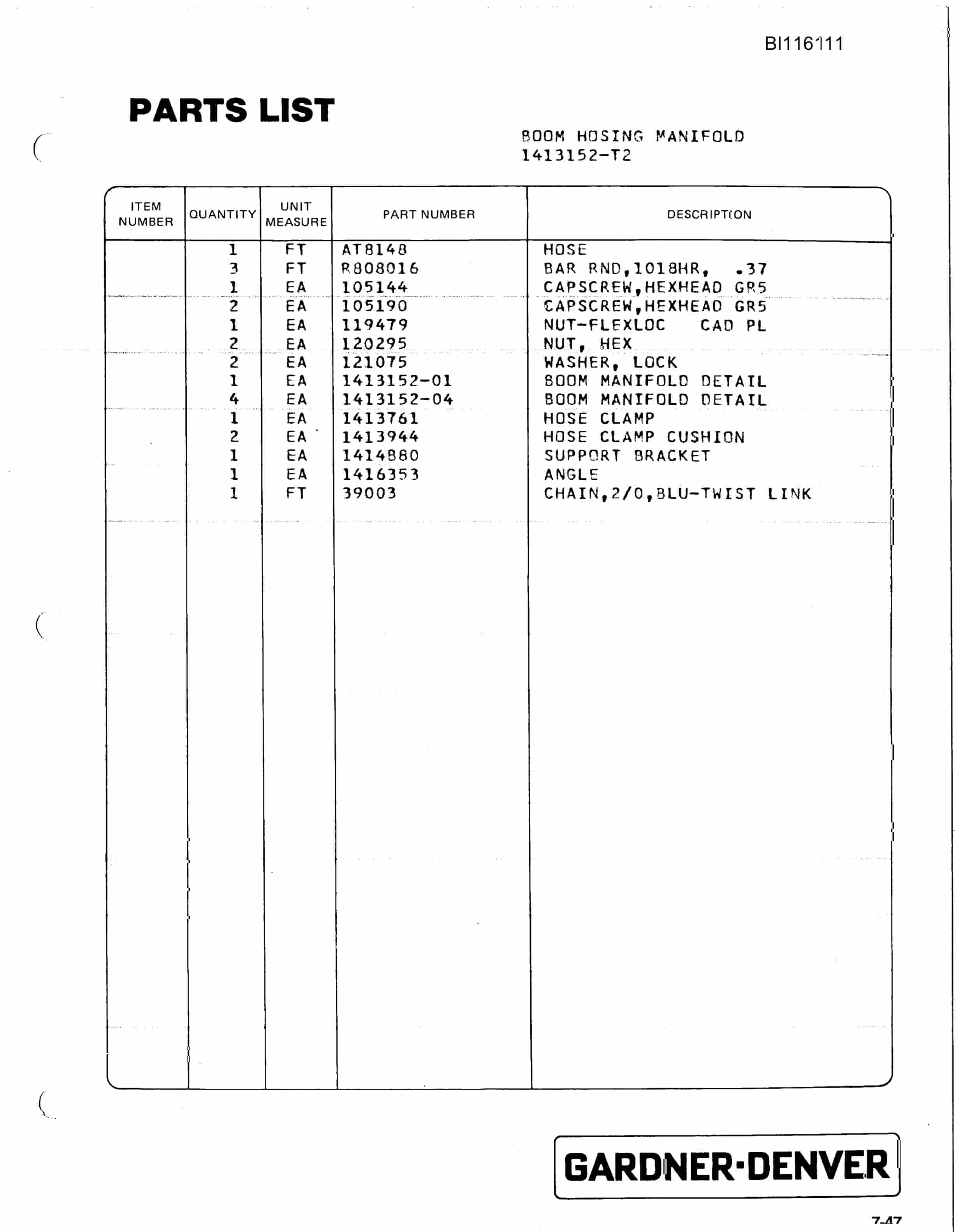 Bucyrus 300, 400 Hydra-Trac Self Contained Hydraulic Track Drill Parts Catalog BI116111-2