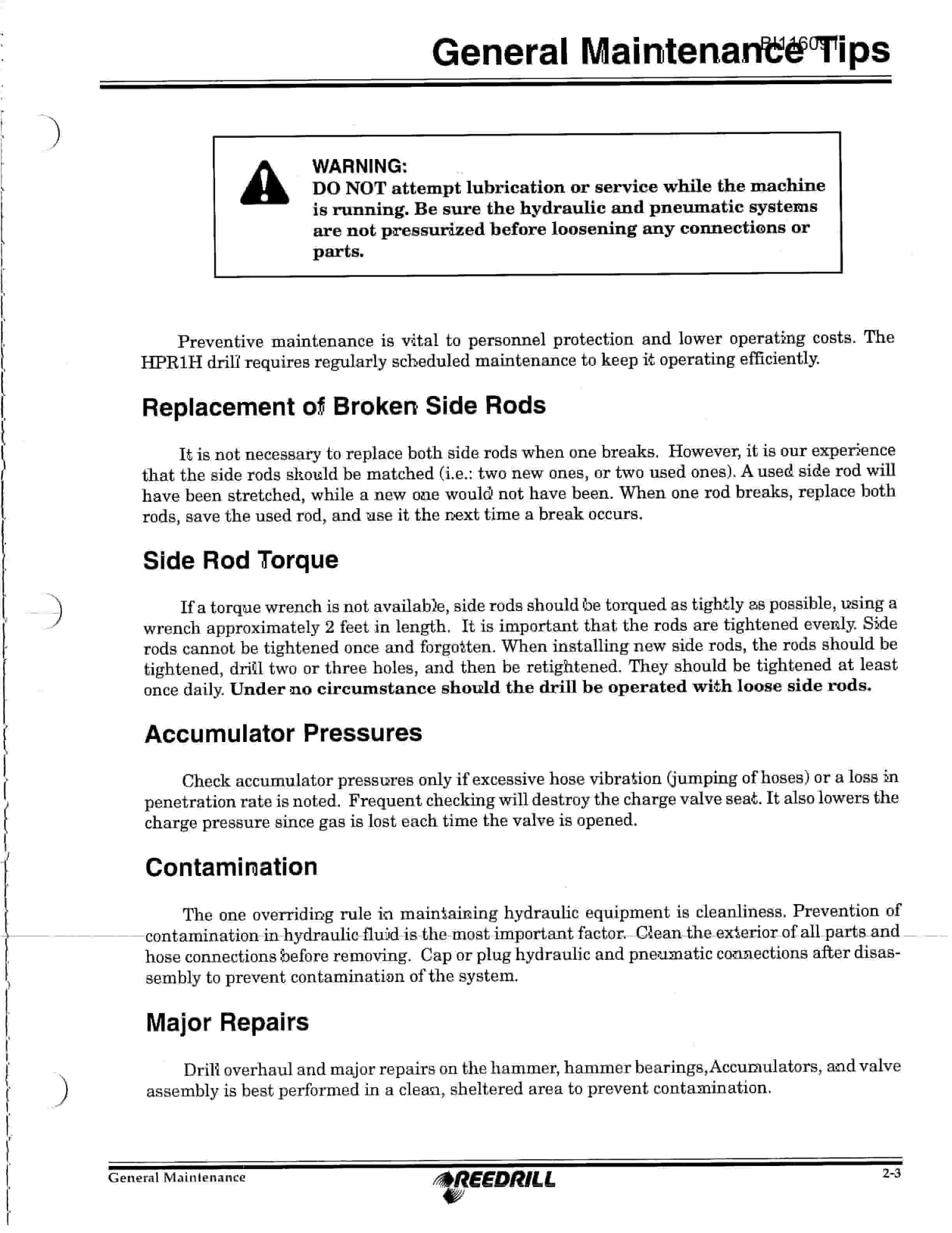 Bucyrus 300, 400 Hydra-Trac Self Contained Hydraulic Track Drill Technical Manual BI116091-5