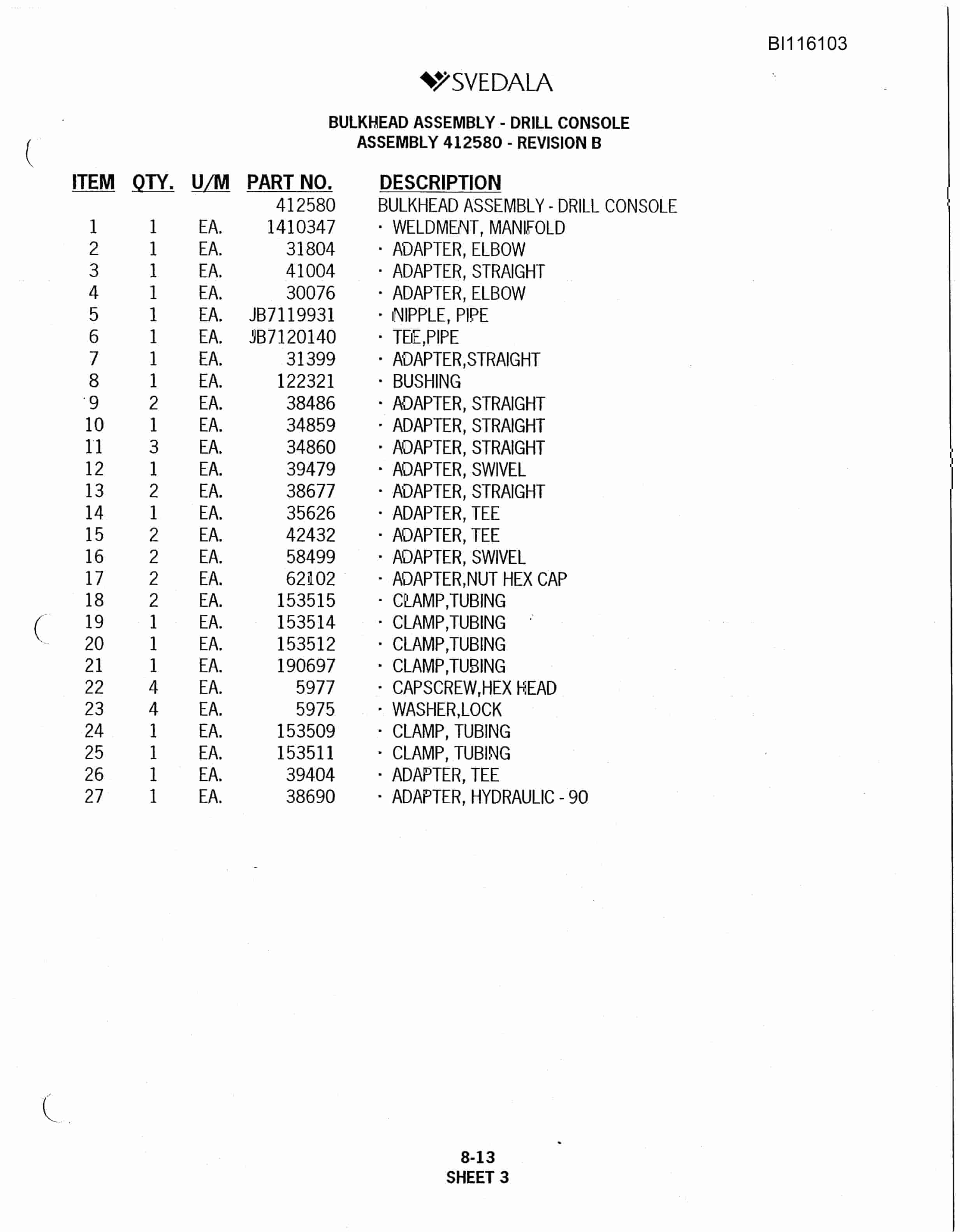 Bucyrus 300 Hydra-Trac Hydraulic Track Drill Parts Catalog BI116103-5
