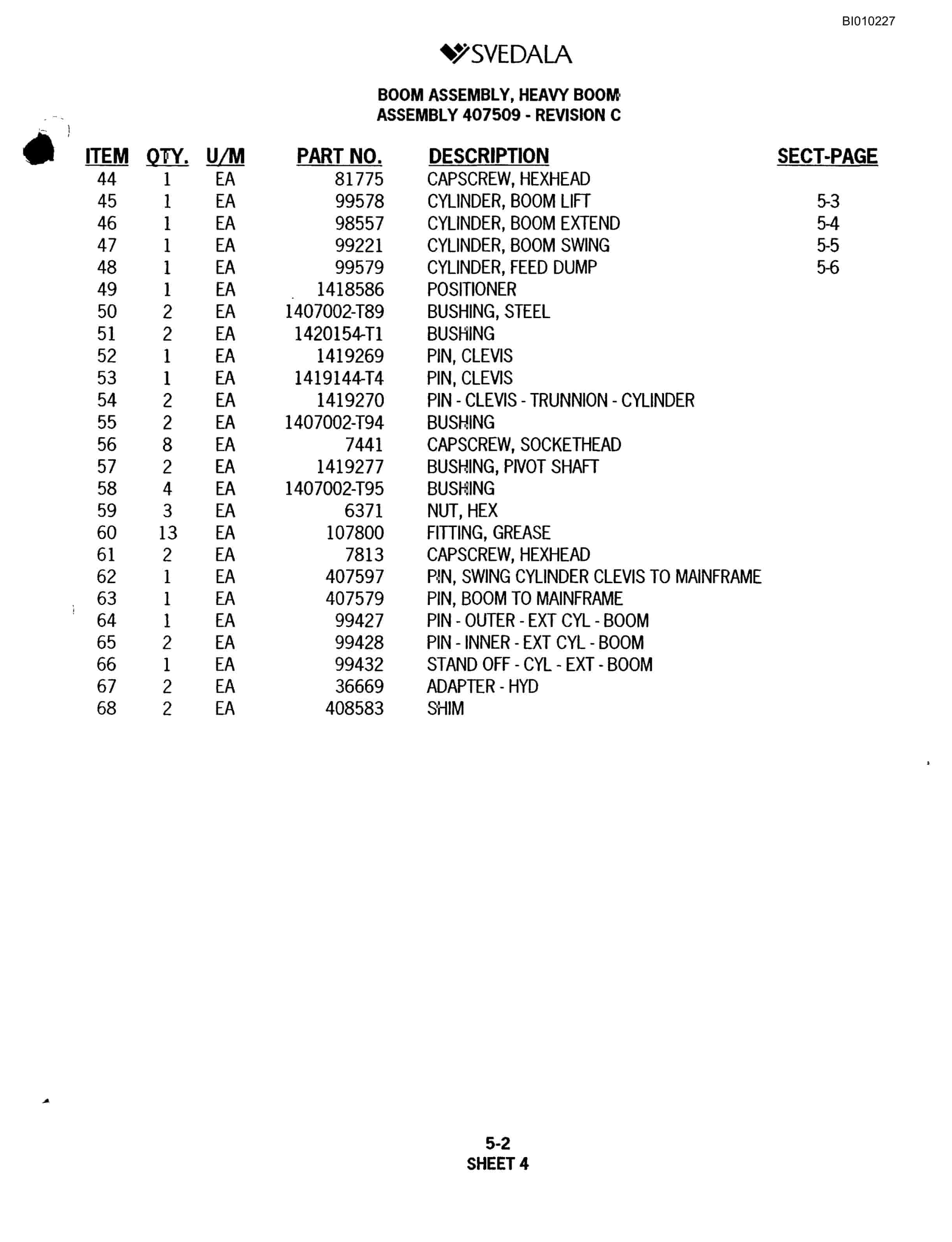 Bucyrus 300 Without CAB Hydraulic Track Drill Parts Catalog BI010227-2